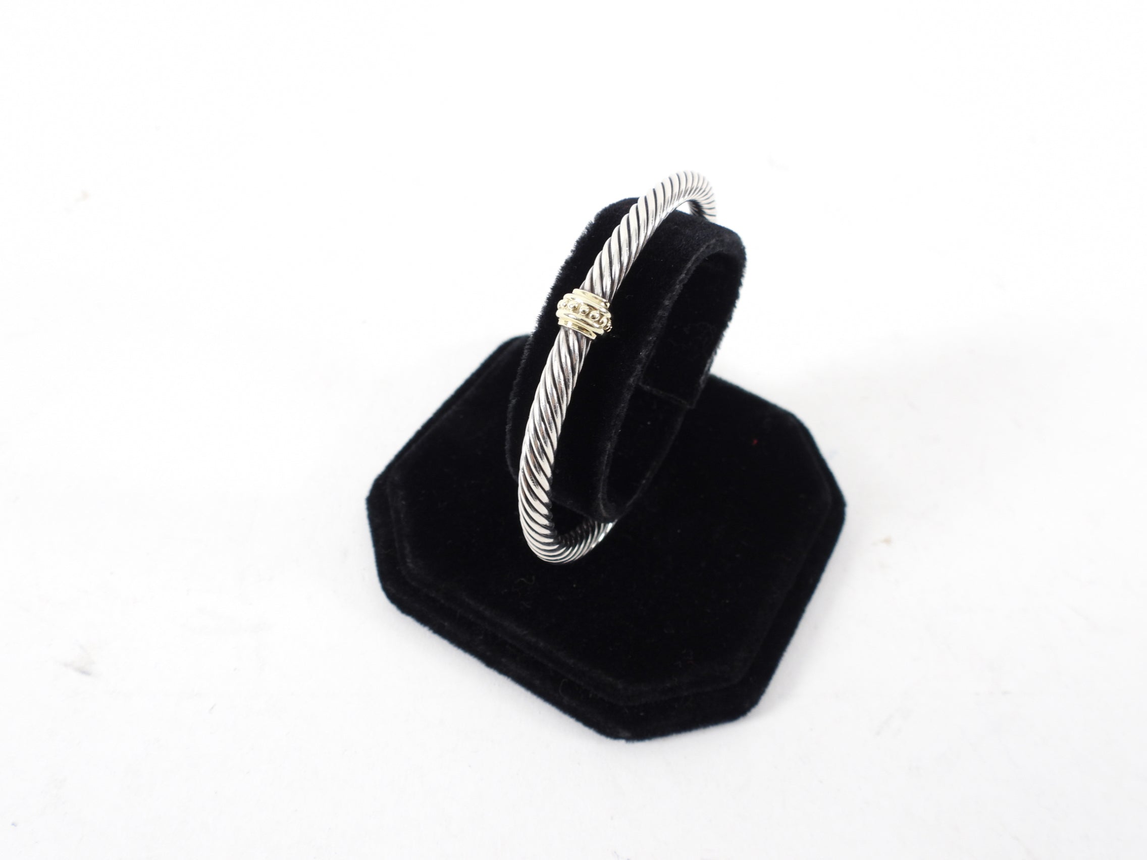 David Yurman Sterling Silver & 14k Gold Single Station Cable Cuff Bracelet - Elegant Jewelry for Women, Perfect for Gifts, Parties & Everyday Wear