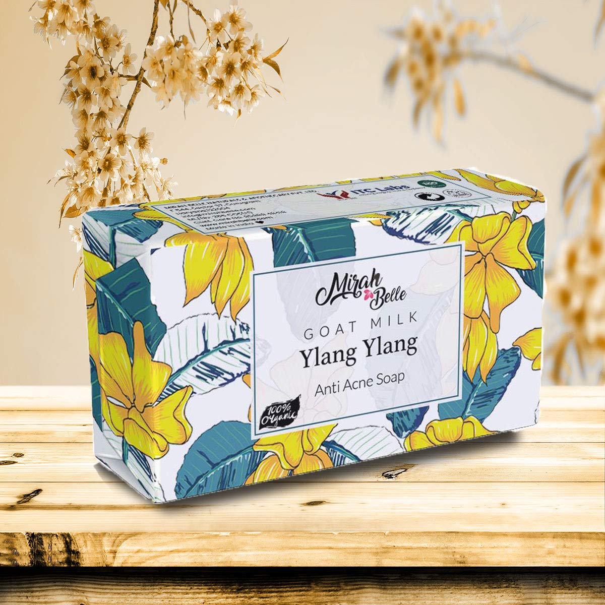 Organic Goat Milk & Ylang Ylang Anti-Acne Soap Bar (3-Pack, 125g) - Natural Herbal Handmade Soap for Blemished & Acne-Prone Skin - Gentle Face & Body Cleanser for Daily Skincare Routine