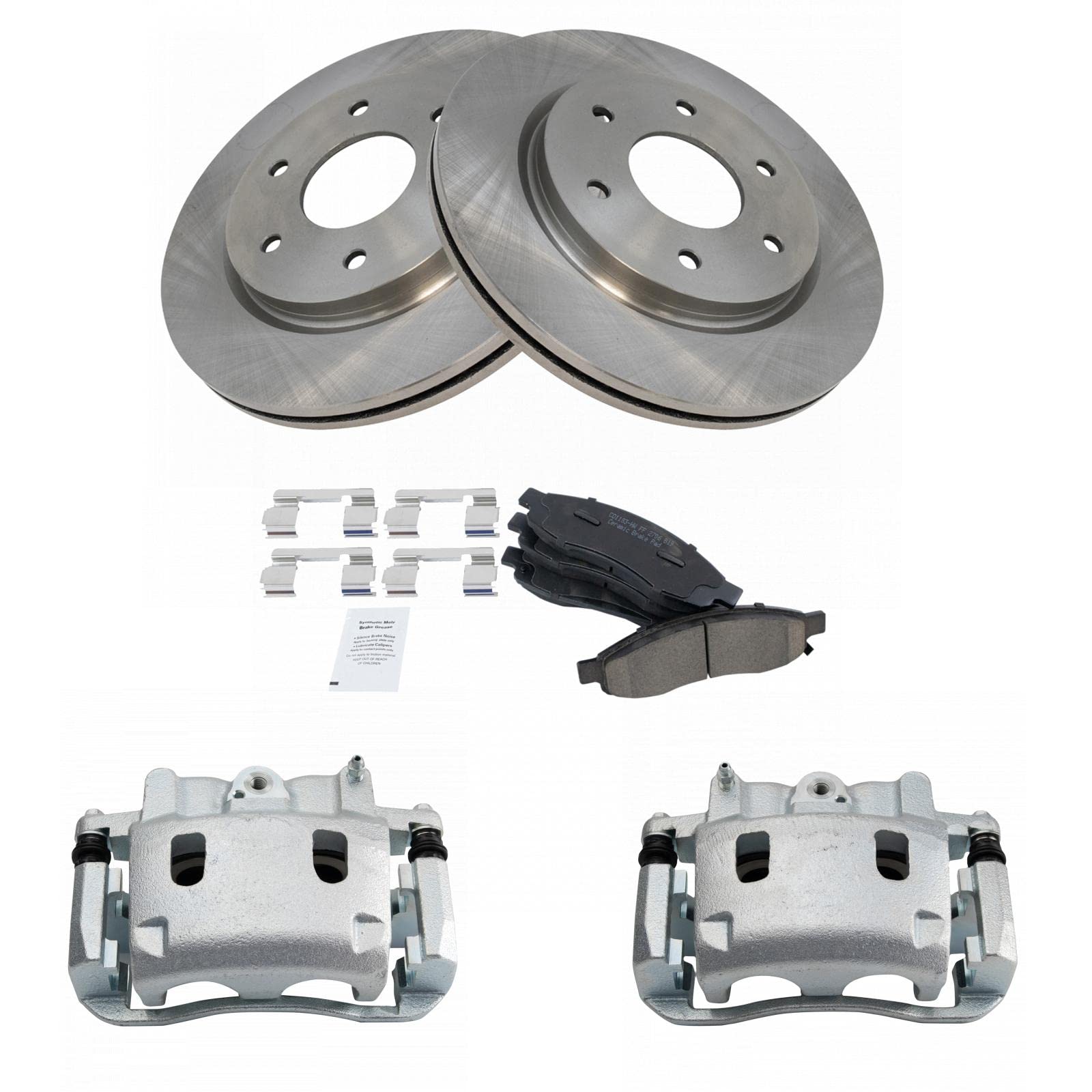 TRQ Front Brake Pad and Rotor Kit - Ceramic Vented Brake Pads & Rotors - Compatible with 2005-2006 Infiniti QX56, 2005-2007 Nissan Armada & Titan - Perfect for Smooth Stopping & Enhanced Safety in Daily Driving, Towing, and Highway Use