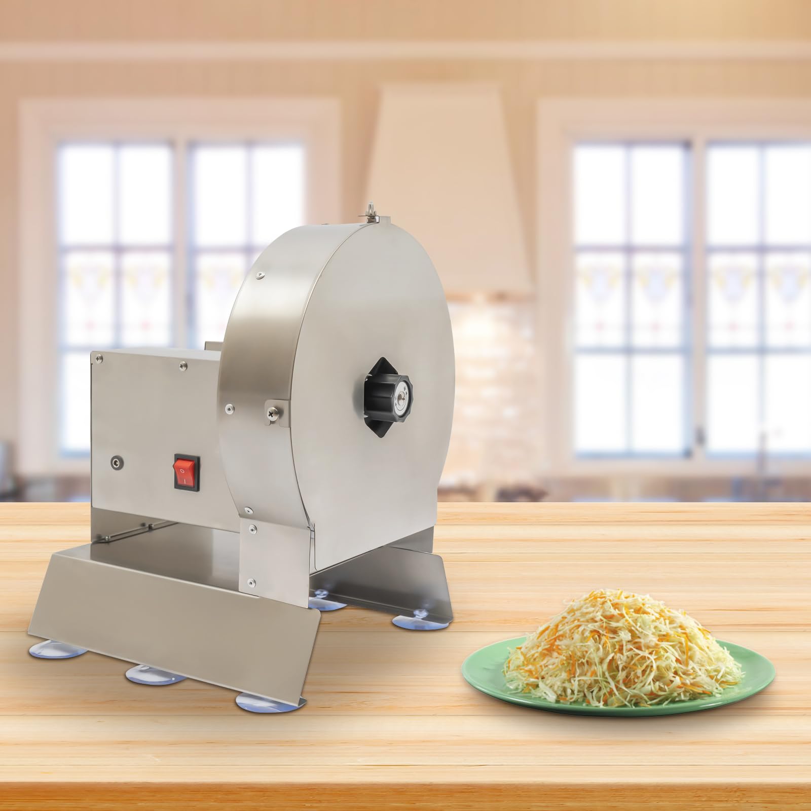 Stainless Steel Electric & Manual Dual-Purpose Fruit Vegetable Slicer - Adjustable Thickness for Home Kitchen & Commercial Use - Perfect for Salad Prep, Meal Prepping & Food Processing