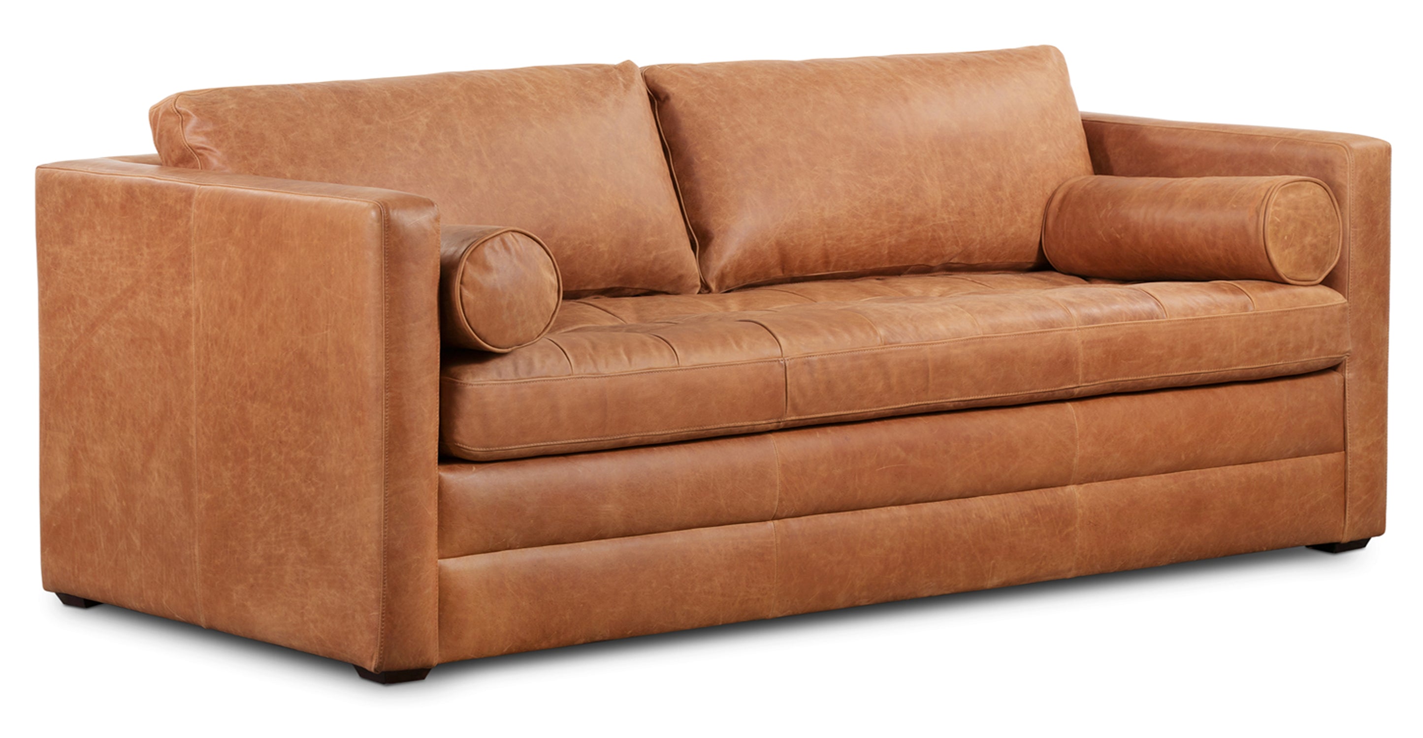 Napa 82 Leather Pull Out Convertible Sleeper Sofa - Premium Genuine Leather Sectional Couch with Chaise Lounge for Living Room, Bedroom & Guest Room | Perfect for Small Spaces, Apartments & Home Theater