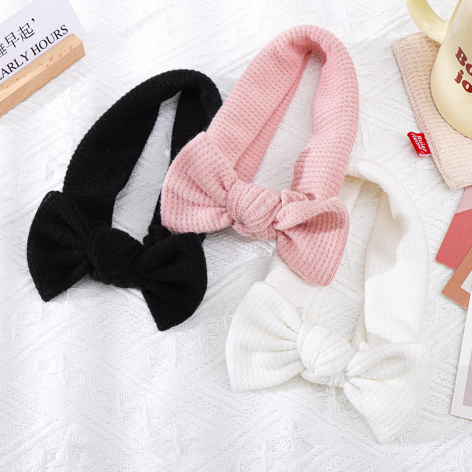 3Pcs Baby Girls Hairbands with Bows - Soft 4