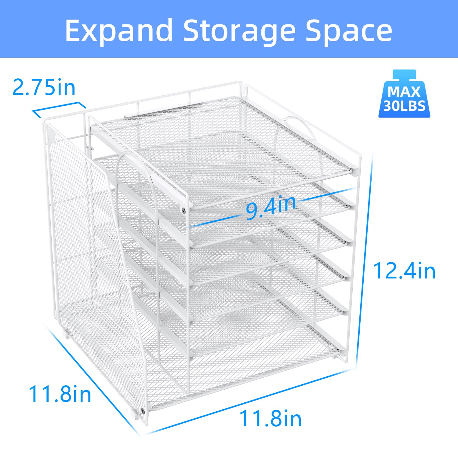 Gianotter 6-Tier Desk Organizer with Magazine Rack - White Office Desk Accessories for Paper, Files & Stationery - Perfect for Home Office, Workspace & School Organization