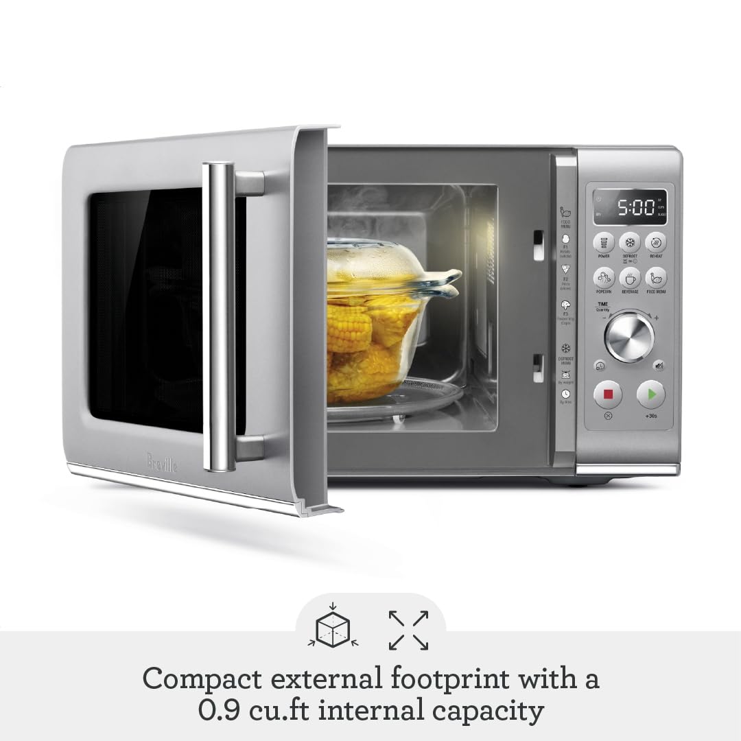 Breville BMO650SIL Compact Wave Soft Close Microwave Oven - Silver | Countertop Microwave with Quiet Close Door | Perfect for Small Kitchens, Dorms & Offices