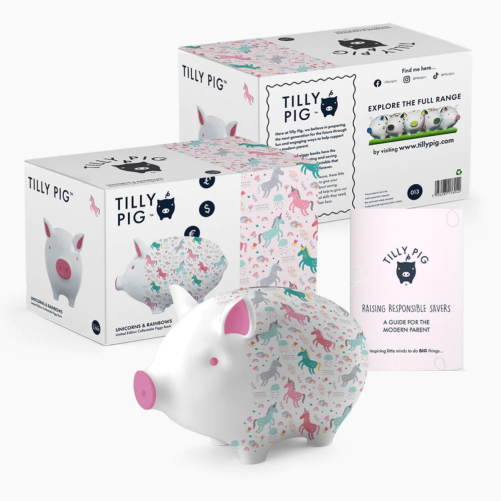 Unicorn & Rainbows Piggy Bank - Cute Money Saving Bank for Kids - Perfect for Birthday Gifts & Financial Education