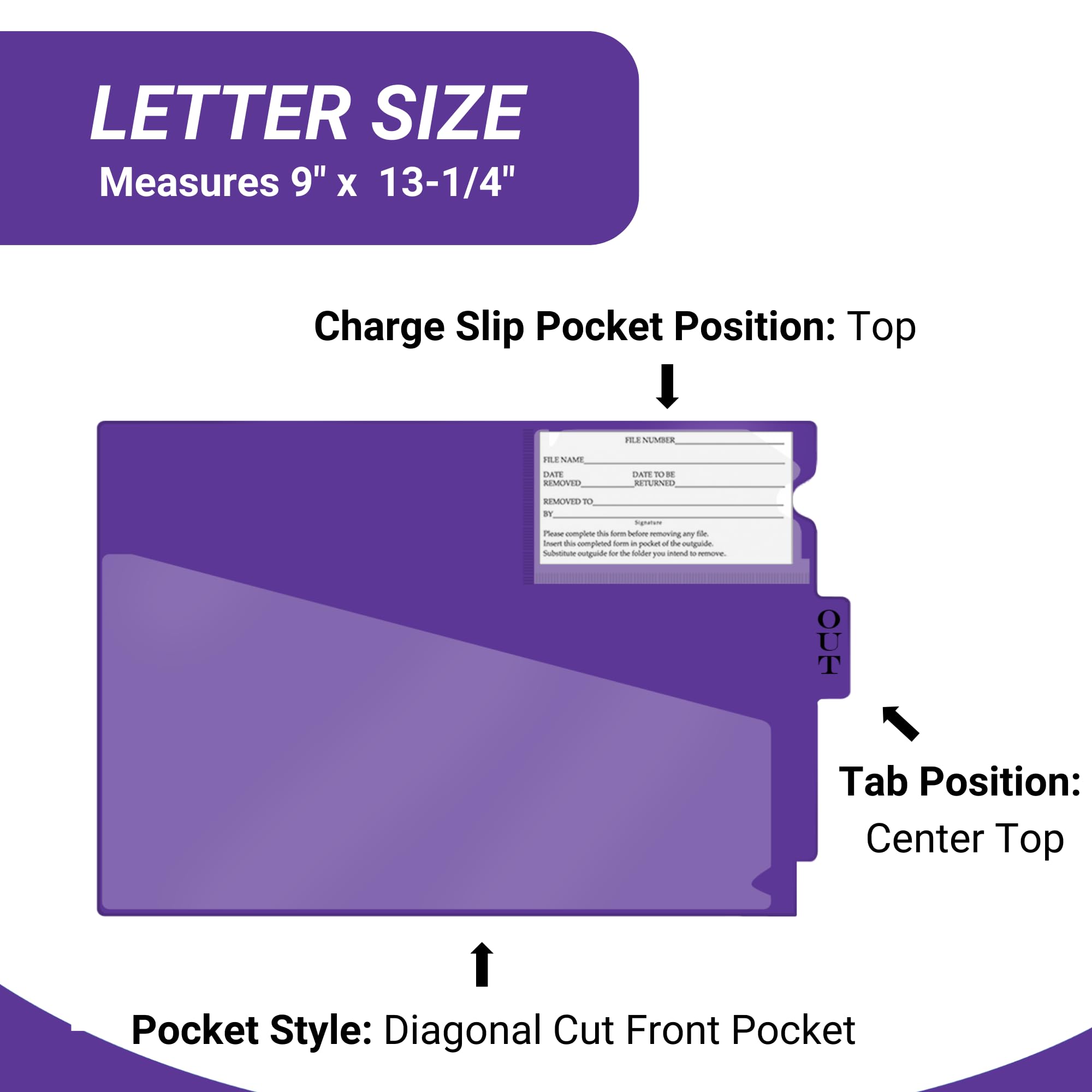Doctor Stuff - Vinyl File Folders with Center Tab, Diagonal Cut Front Pocket & Top Slip Pocket, Letter Size 9