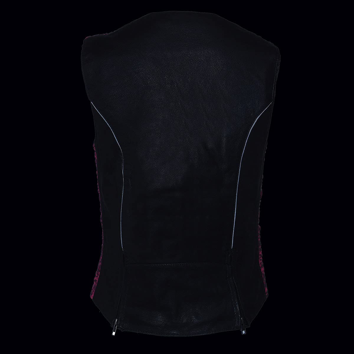 Milwaukee Leather MLL4571 Women's Black & Pink Lightweight Motorcycle Vest - Crinkled Leather Biker Jacket for Harley Davidson (Size 2XL) | Breathable Summer Riding Gear for Female Riders | Perfect for Motorcycle Events, Urban Commuting, Road Trips & Daily Wear | Great for Casual Outings, Weekend Rides & Biker Meetups