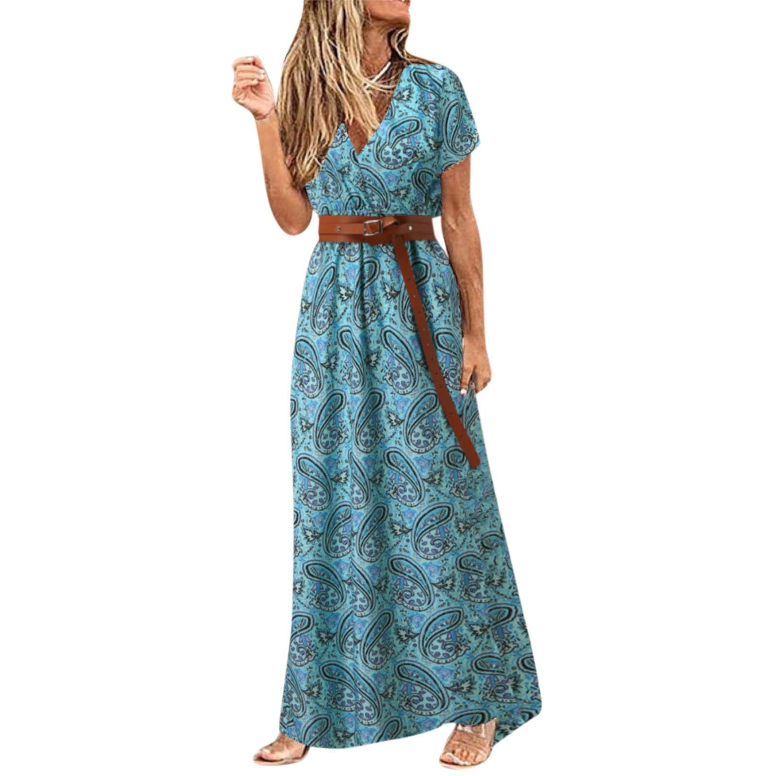 Women's Summer Casual Floral Print Loose Beach Maxi Dress - Elegant Cocktail Party Dress for Juniors | Perfect for Beach Vacations, Garden Parties & Evening Events