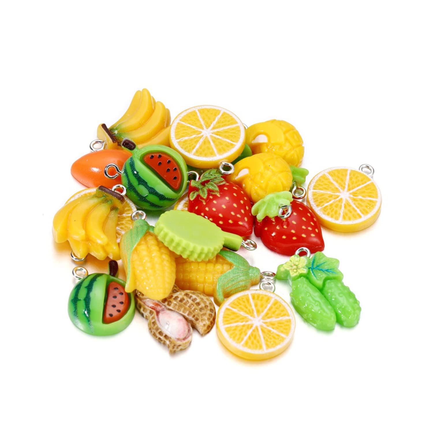 10Pcs Cute Candy Fruit Resin Charms - Cartoon Vegetable Pendants with Screw Eye for DIY Jewelry Making - Perfect for Bracelets, Necklaces, Earrings - Great for Crafting, Gifts & Party Favors