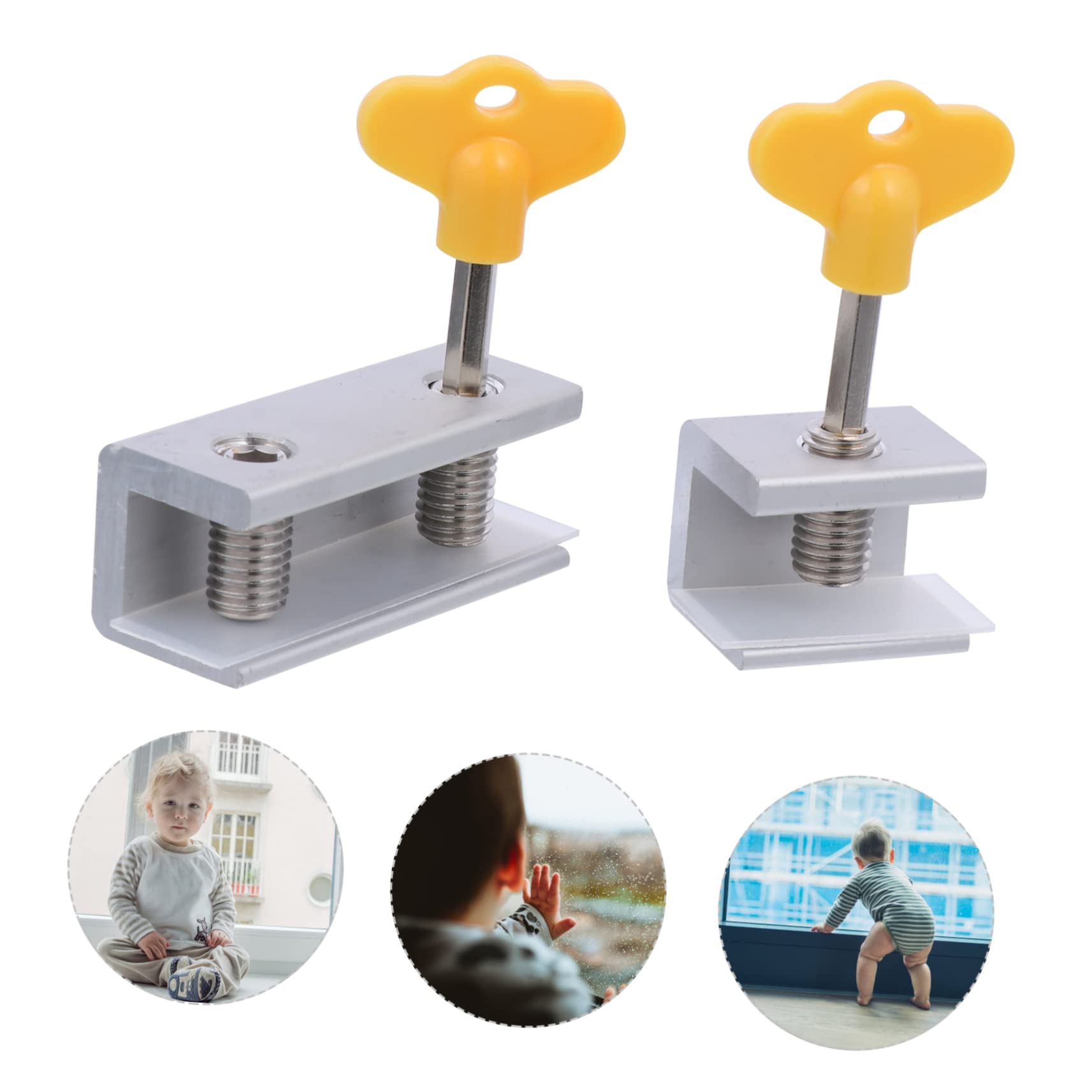 FOYTOKI 4-Piece Sliding Window Lock Set with Key - Home & Office Security, Child Safety, Anti-Theft Protection - Easy No-Tool Installation for Windows, Doors, Balconies & Patios