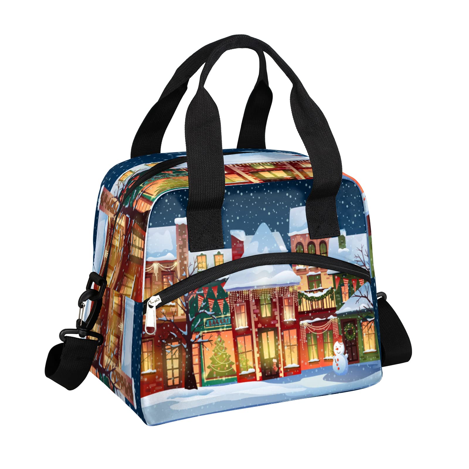 Funny Christmas Insulated Lunch Bag with Detachable Shoulder Strap - Reusable Thermal Tote for Women & Men - Perfect for School, Work, Travel & Picnics