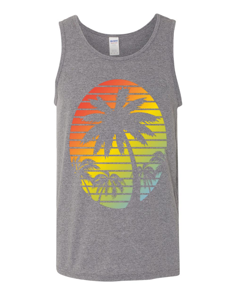 Men's Tropical Palm Tree Sunset Graphic Tank Top - Cool Beach & Summer Casual Wear for Outdoor Activities