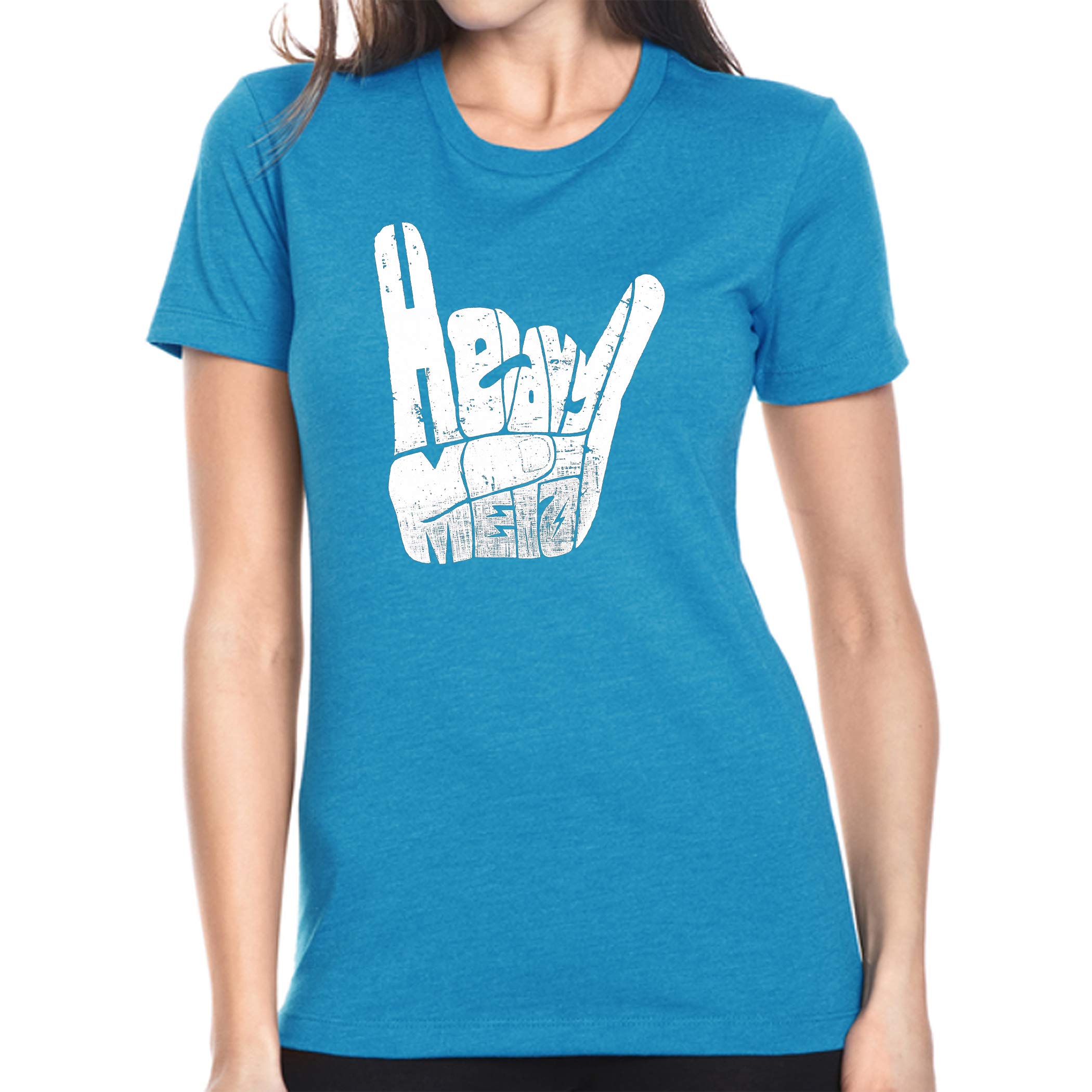 LA POP ART Women's Premium Blend Word Art T-Shirt - Heavy Metal Graphic Tee | Soft Cotton Comfort Fit | Perfect for Concerts, Festivals & Rock Music Events