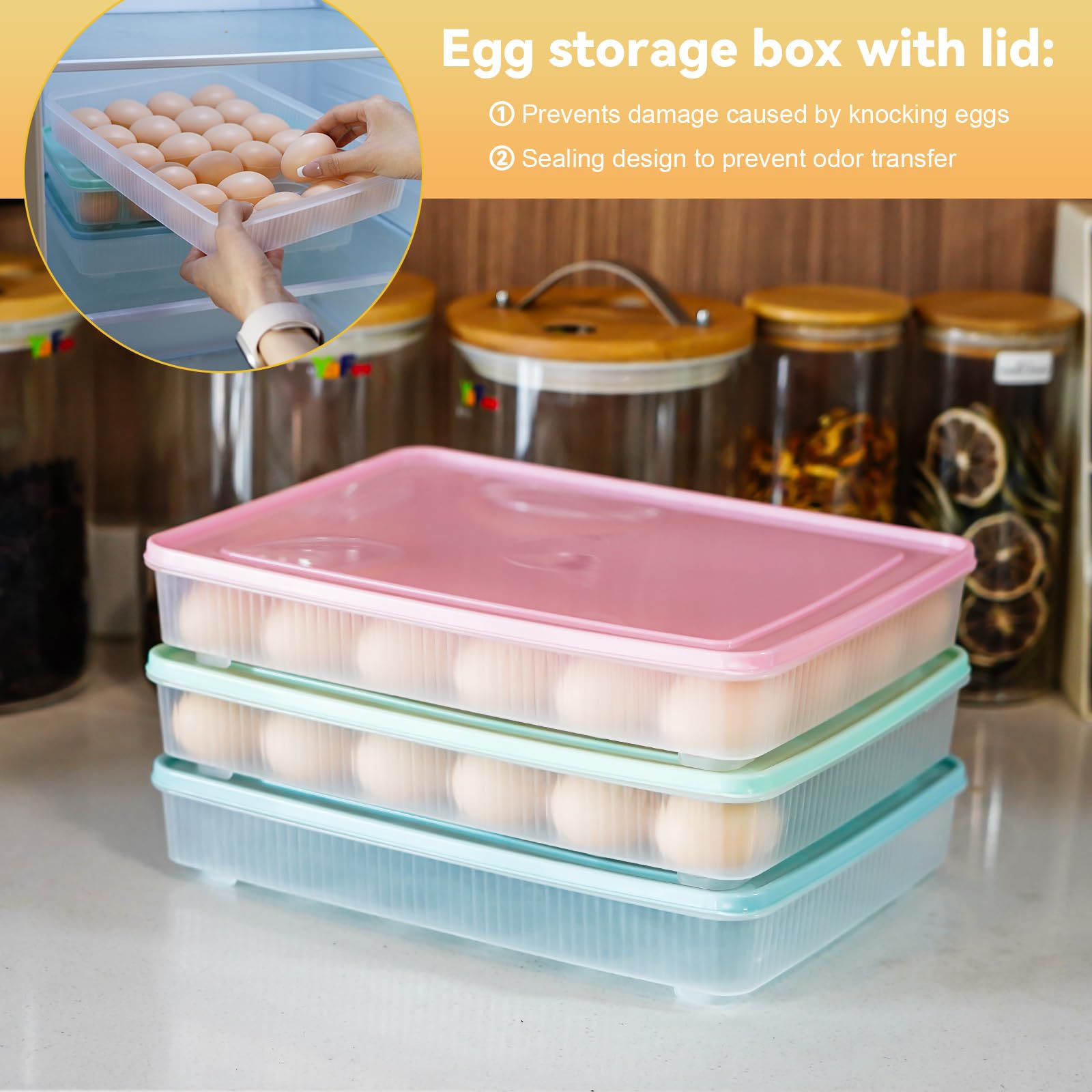 3-Pack 72-Count Deviled Egg Containers with Lids & 8-Piece Piping Tools - Stackable Refrigerator Egg Organizer, Portable Party Platter for Picnics, Travel & Holiday Gatherings (Perfect for Easter, Thanksgiving & Potlucks)