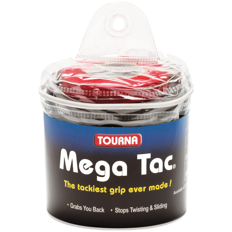 Tourna Mega Tac Overgrip 30 Pack - Premium Tennis Grip Tape for Enhanced Control & Sweat Absorption - Ideal for Tennis, Badminton & Racquetball Players (Black)