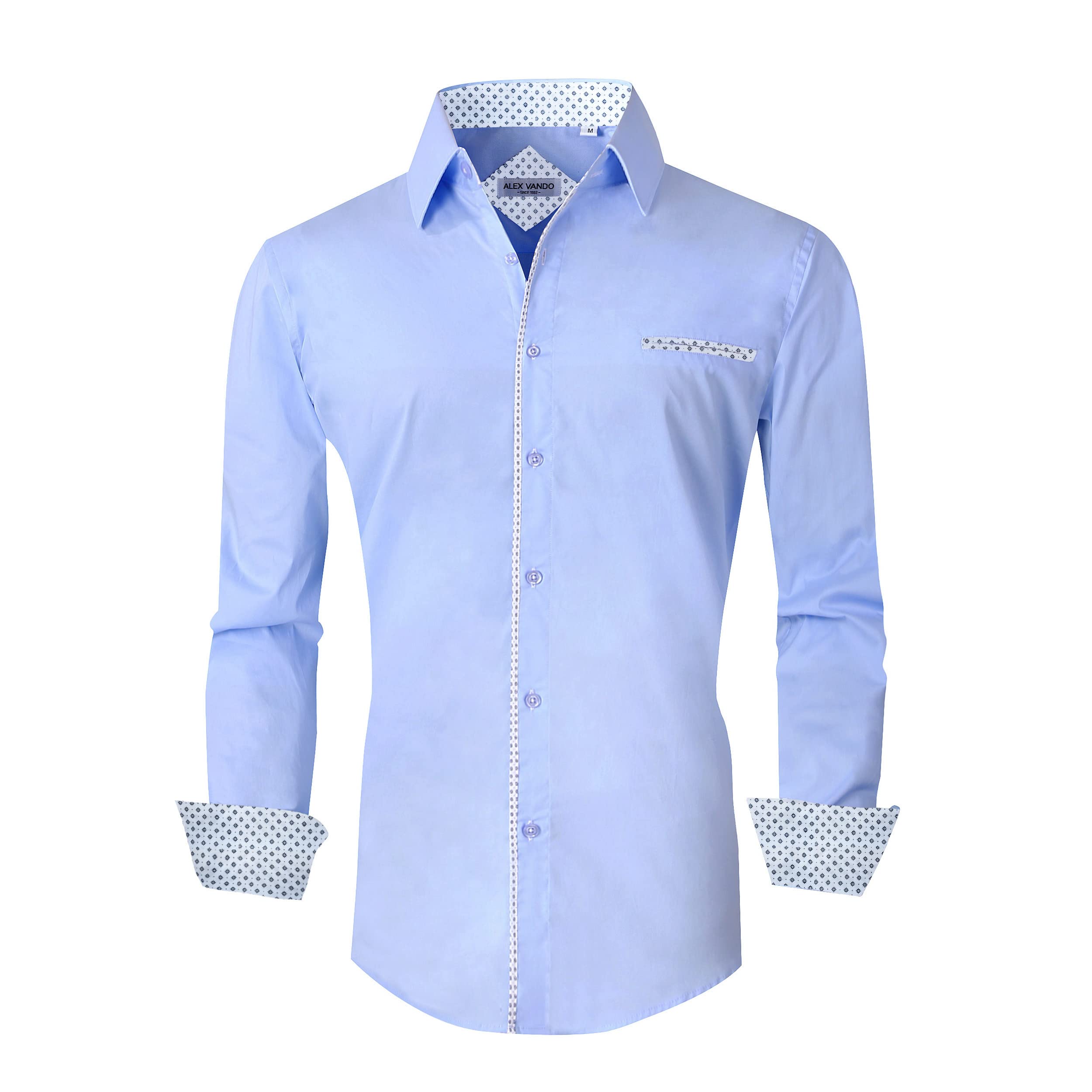 Alex Vando Men's Dress Shirts - Regular Fit Long Sleeve Button Down Shirt for Business & Formal Wear - Office, Interview & Special Occasions