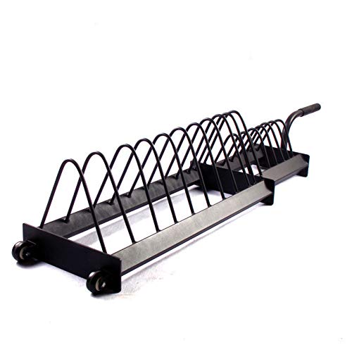 TANGNADE Removable Horizontal Barbell Bumper Plate Rack Holder - Olympic Bar Storage Rack with Handle and Wheels for Home Gym - Perfect for Weightlifting, CrossFit, and Garage Gym Organization