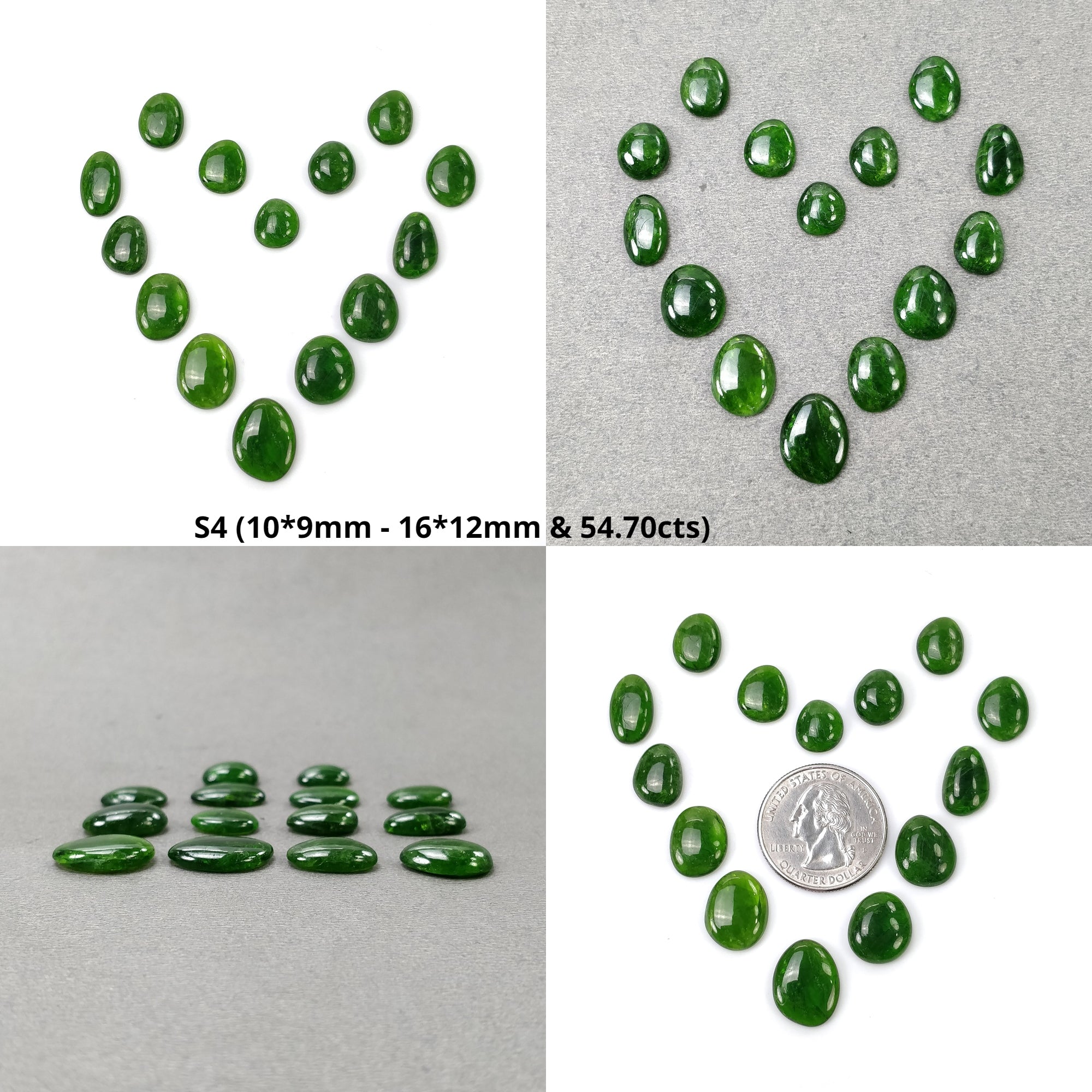 Natural Chrome Diopside Gemstone Cabochon - Green Diopside Rough Cabochon Lot (9pcs, 12pcs, 13pcs, 14pcs) for Jewelry Making, Wire Wrapping & Crystal Healing