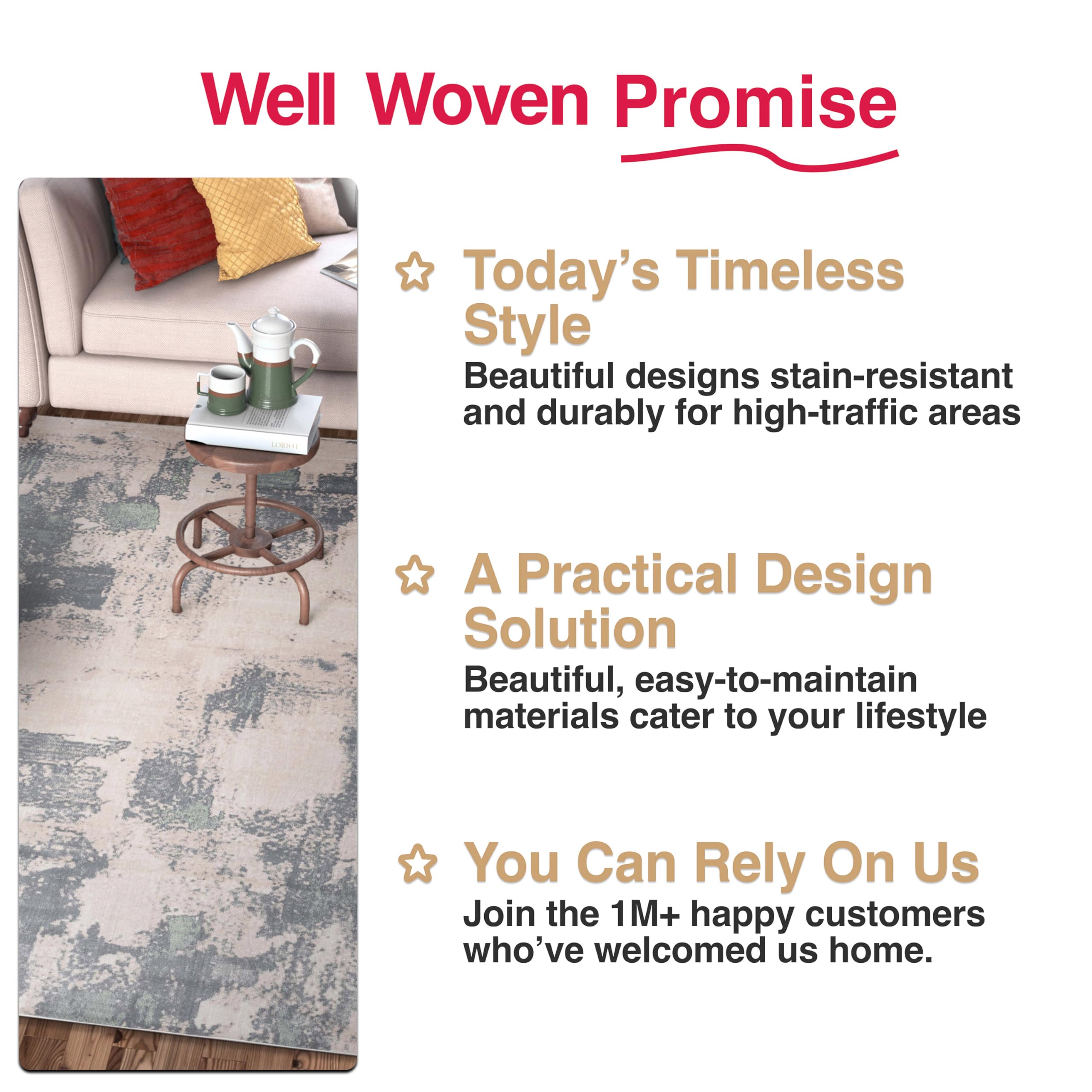 Well Woven Barclay Collection Kalia Grey Green 5x7 Area Rug - Soft & Durable Non-Slip Living Room, Bedroom, Dining Room Rug - Perfect for Home Decor, Office & High Traffic Areas