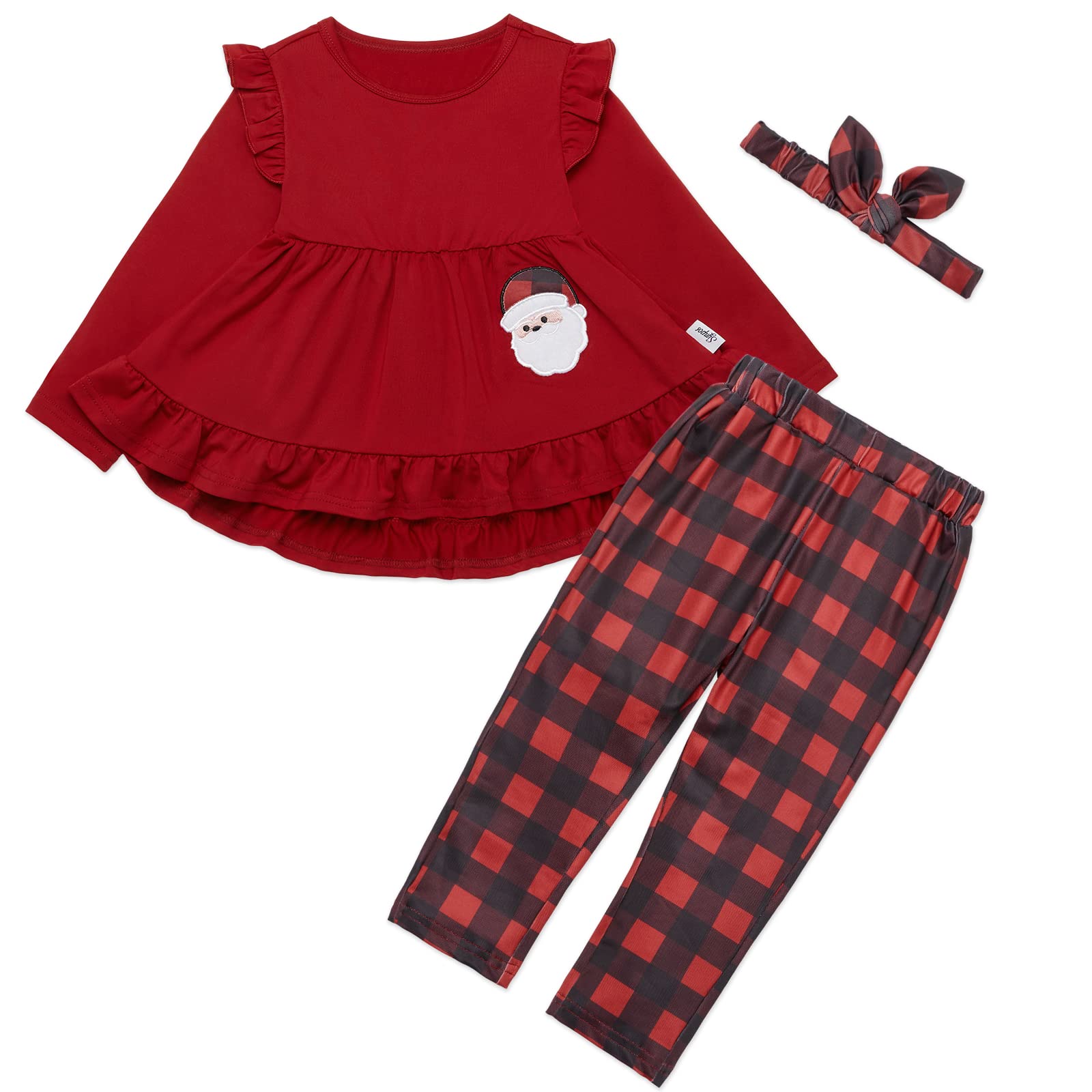 Adorable Toddler Girl Outfit Set - Long Sleeve Ruffle Top & Floral Pants with Headband | Fall Winter Baby Clothes | Perfect for Holidays, Family Photos & Special Occasions