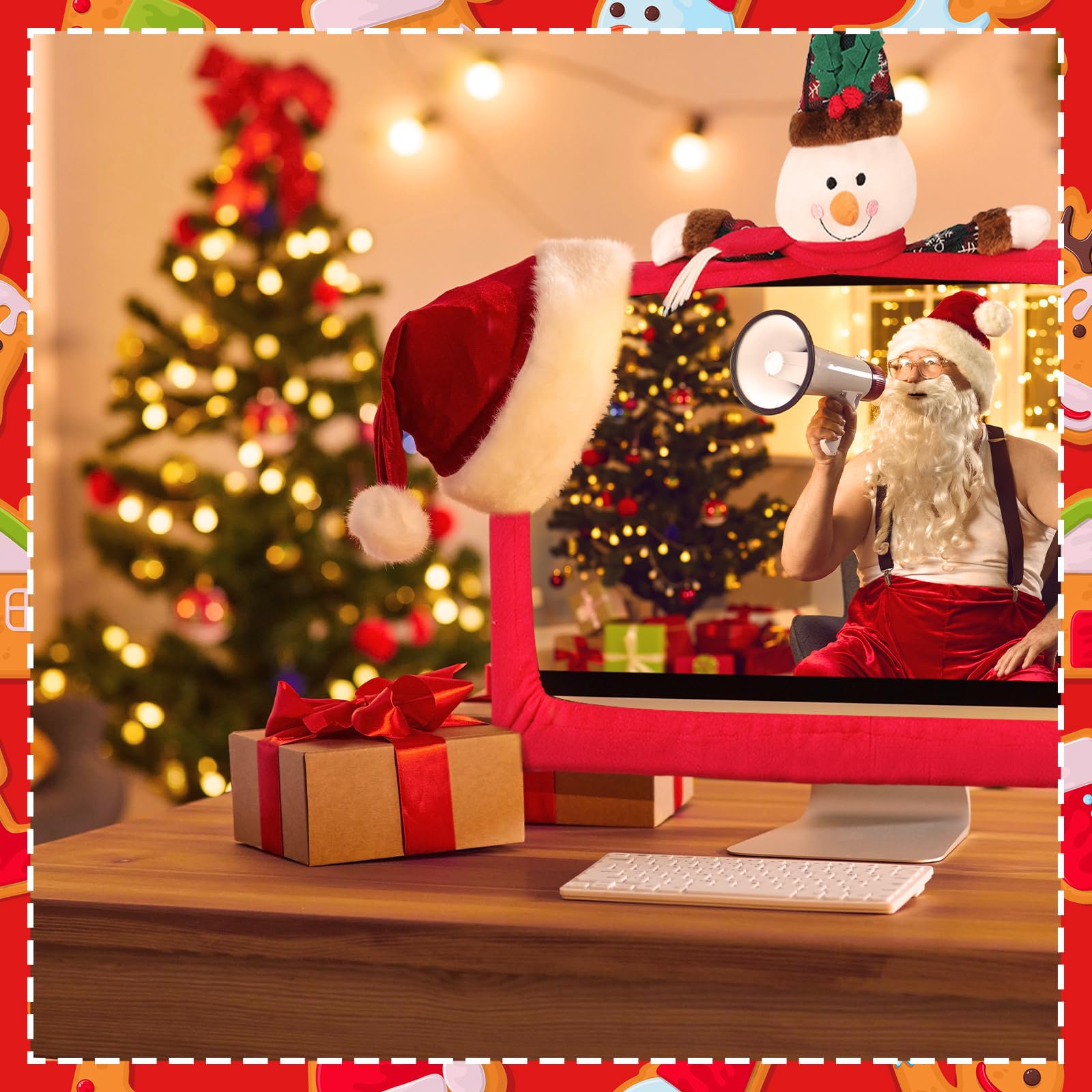 Christmas Monitor Cover & Mouse Pad Set - Home Office Decor & Gift