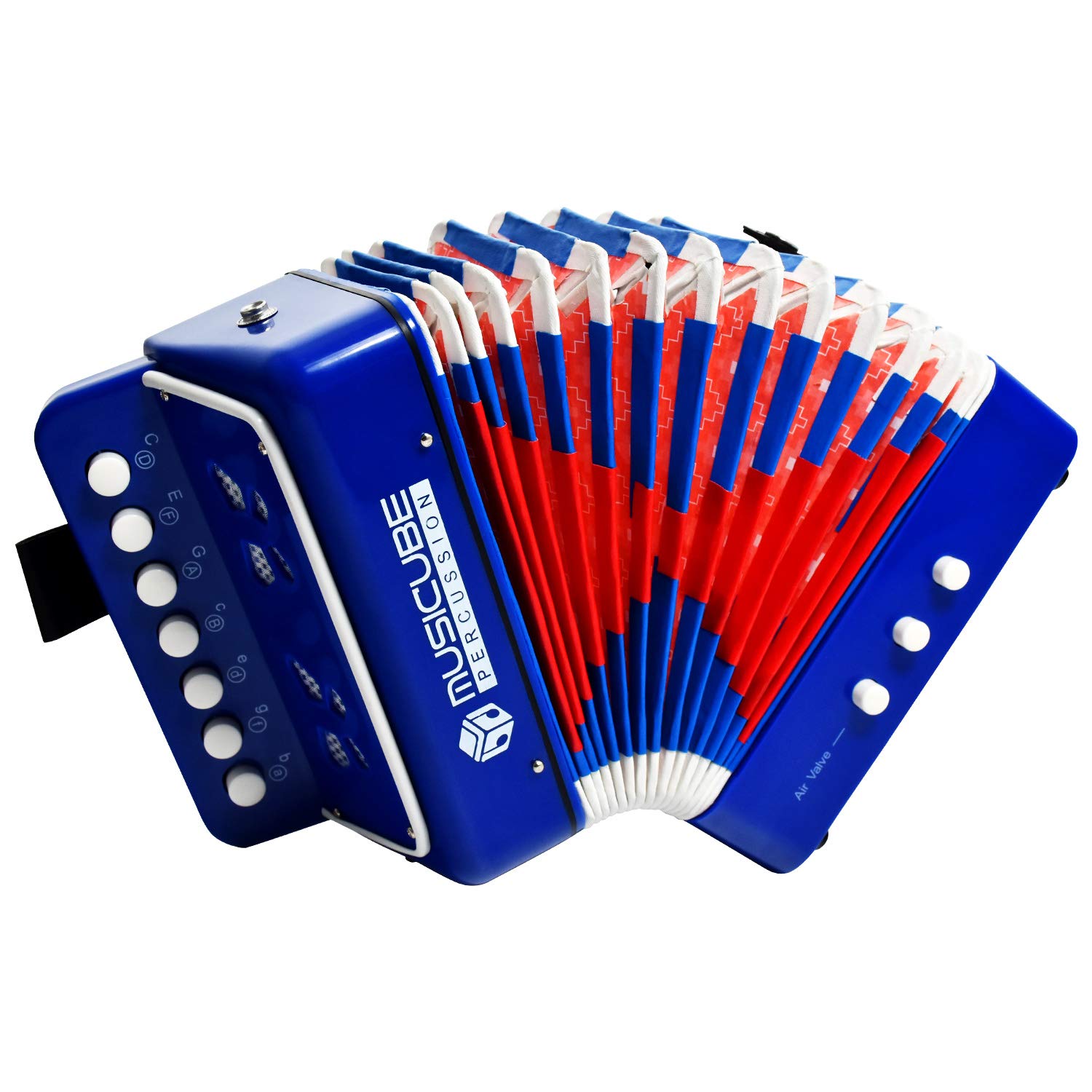 10-Key MUSICUBE Kids Accordion Toy - Educational Musical Instrument for Boys & Girls | Portable Mini Accordion with 10 Buttons | Perfect for Early Music Education, Birthday Gifts & Christmas Presents (Blue) - Great for Home Play, Classroom Activities & Holiday Performances