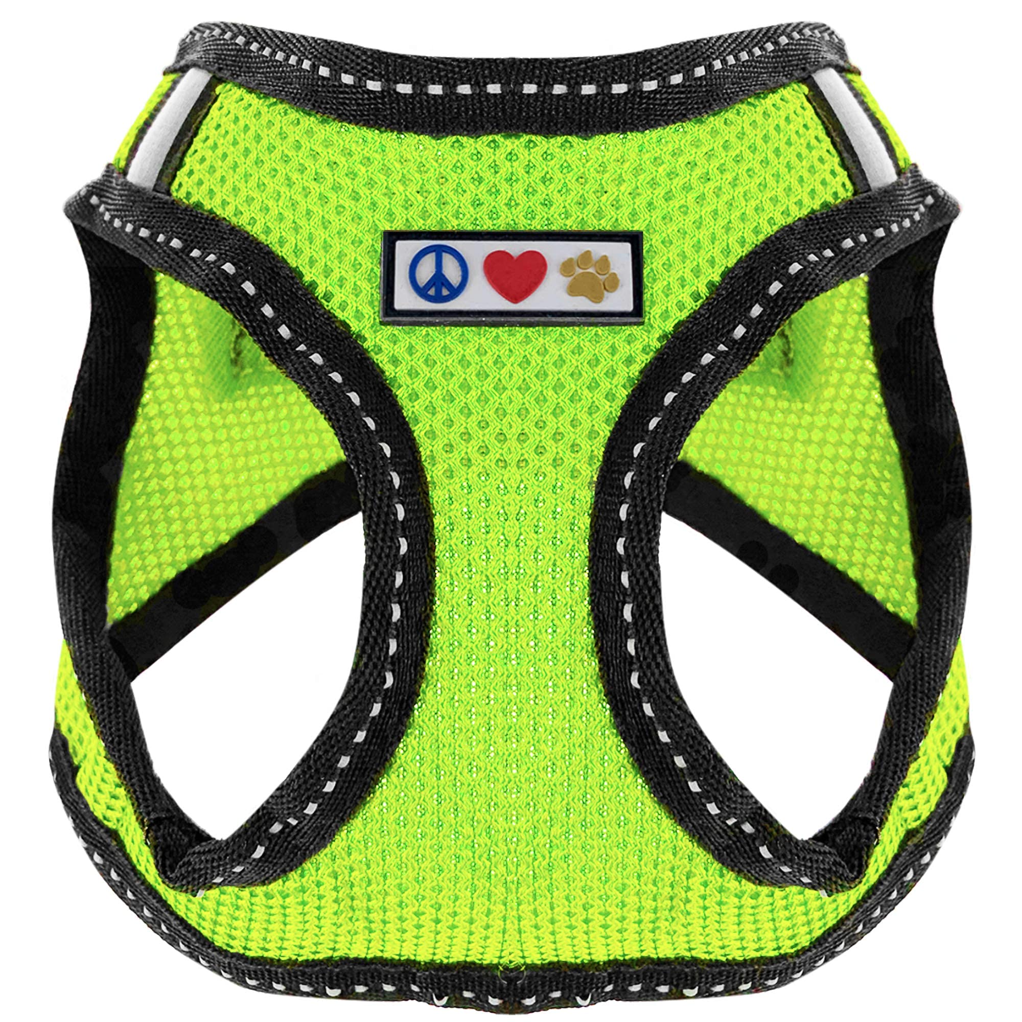 Pawtitas Reflective Mesh Dog Harness, Collar & Leash Set for Small Dogs - Green | Adjustable & Comfortable for Walking, Training & Outdoor Adventures