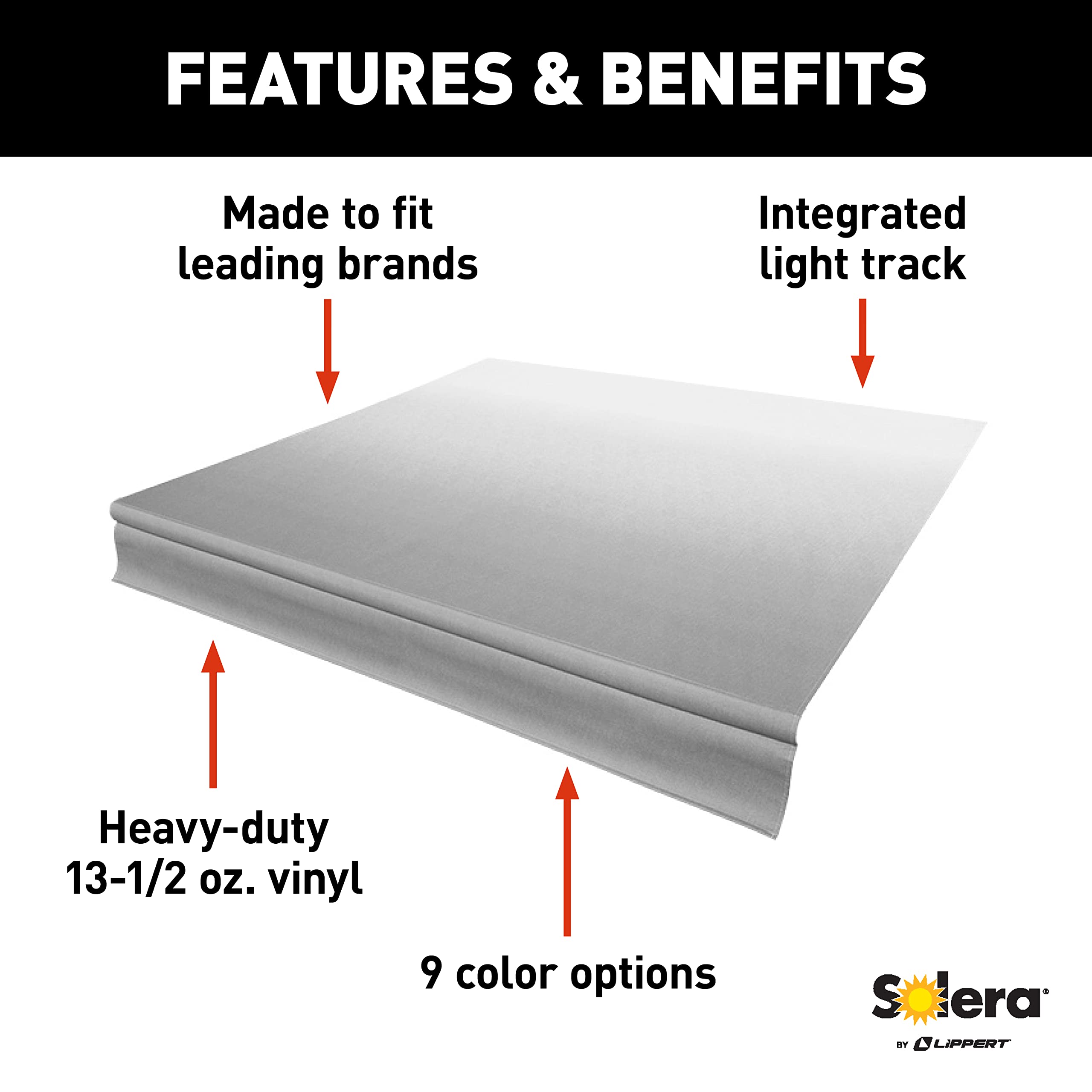 Solera Universal Fit Heavy-Duty Vinyl RV Patio Awning Replacement Fabric - Silver Fade 18' RV Awning (17'4