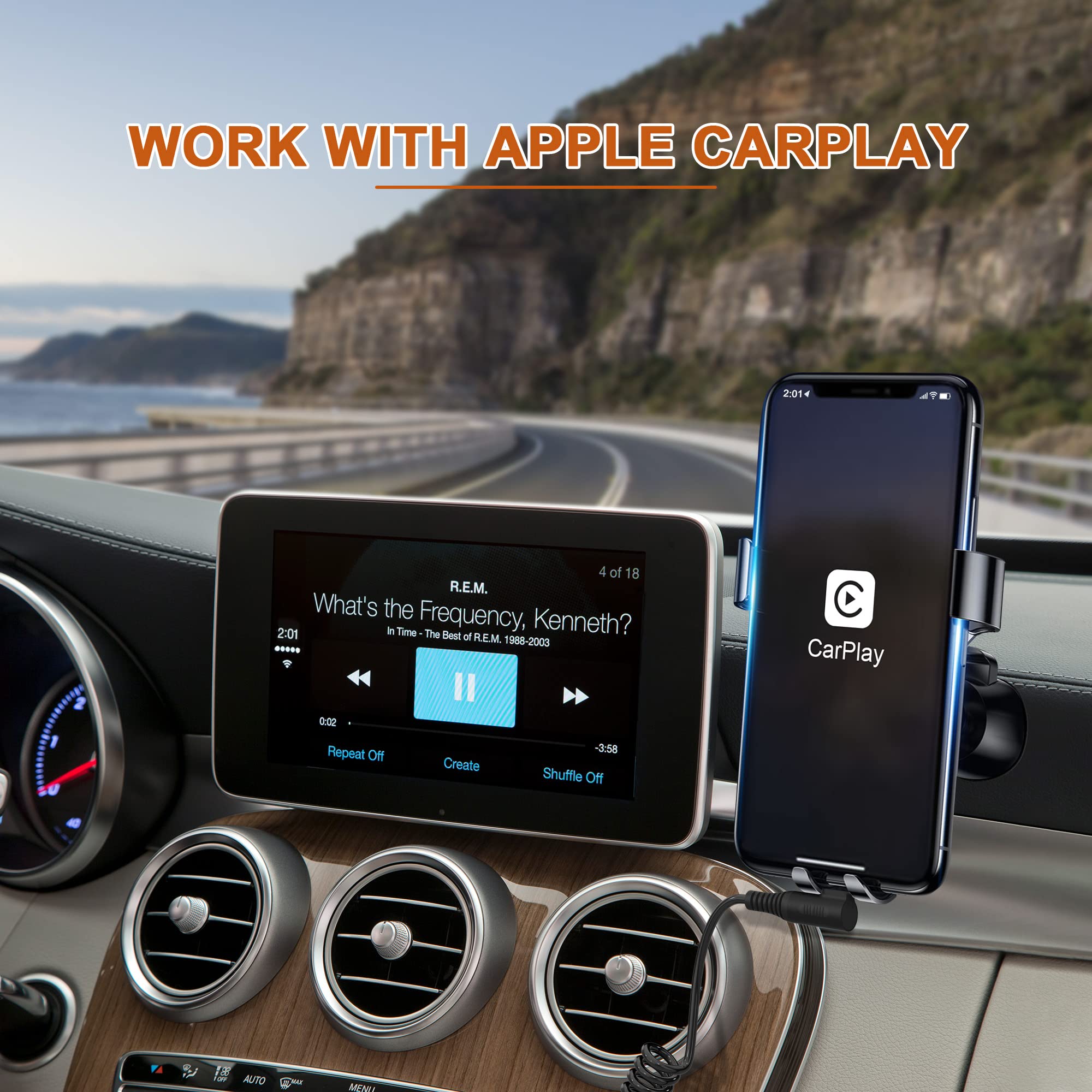 MFi Certified Right Angle Lightning Cable - 2.4A Fast Charging & Data Sync - Coiled CarPlay Charger for iPhone 13/12/11/Pro/X/XS/Max/Plus - Perfect for Car Dashboard & Tight Spaces