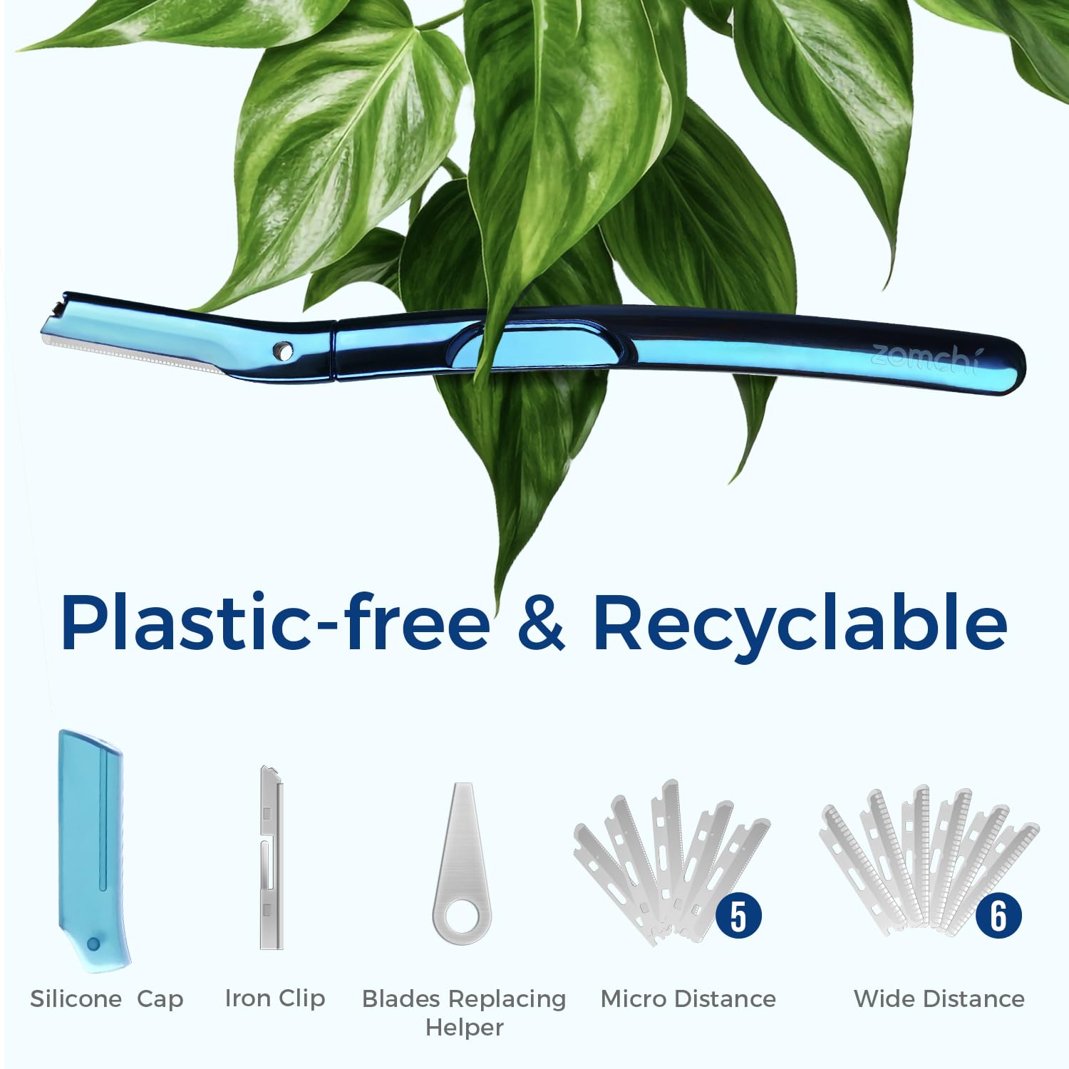 Premium Metallic Blue & Rose Gold Eyebrow Razor - Ultra Sharp Facial Hair Remover for Perfect Eyebrow Shaping & Smooth Skin | At-Home Salon, Travel-Friendly Beauty Essential