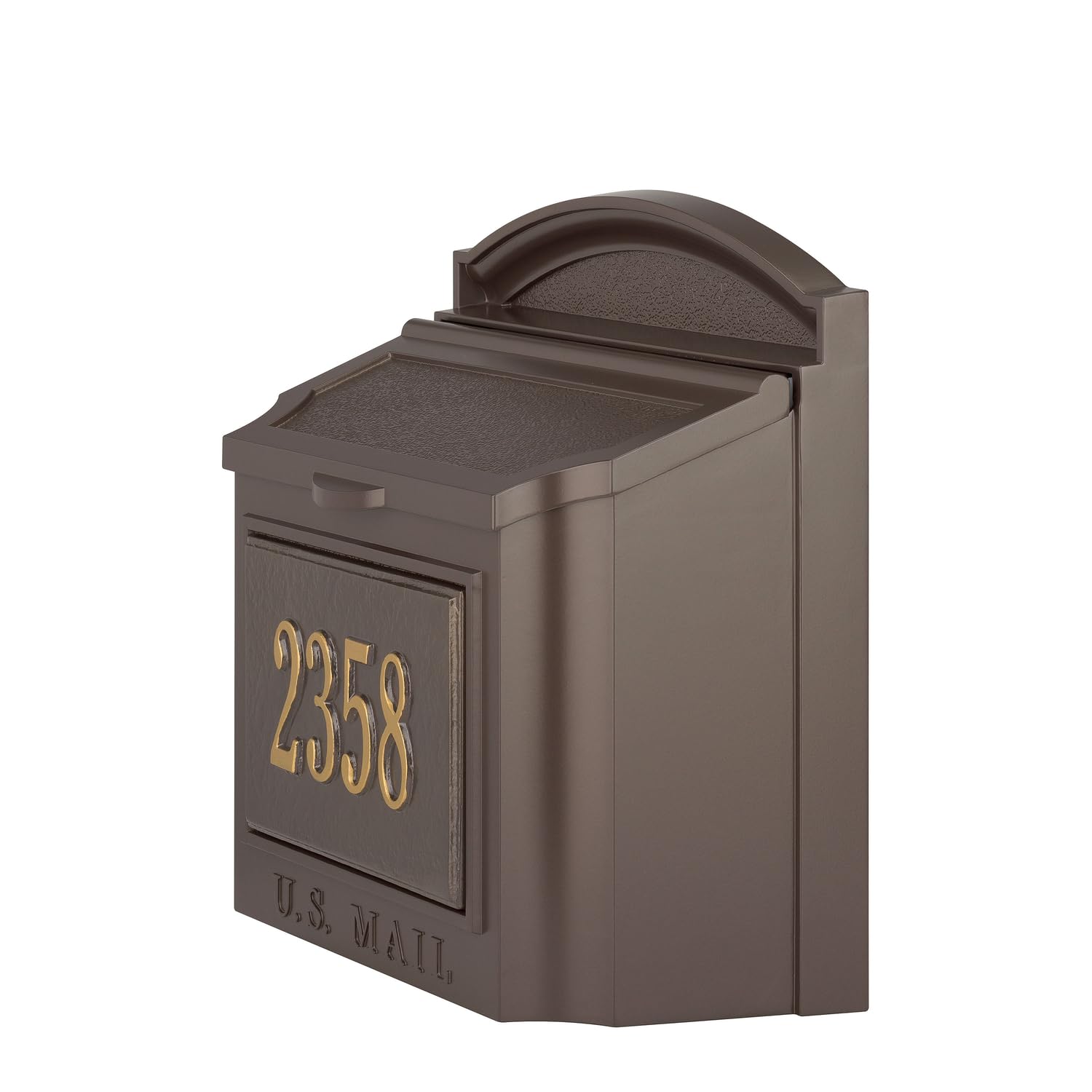 Whitehall Wall-Mounted Mailbox - Large Locking Aluminum Outdoor Mailbox in Bronze/Gold (4 Colors) | Secure Mail Storage for Homes, Apartments & Offices