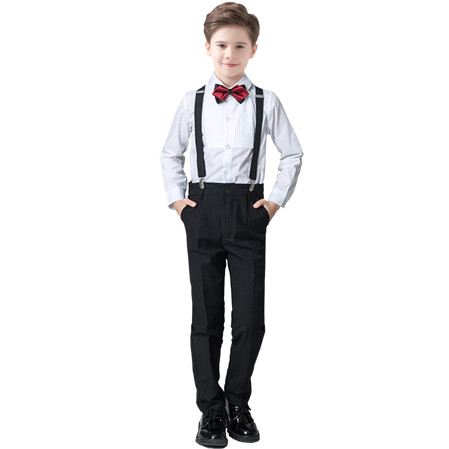 Boys Tuxedo Suit Set 4-Piece Wedding Outfit for Toddlers & Kids - Perfect for Weddings & Parties