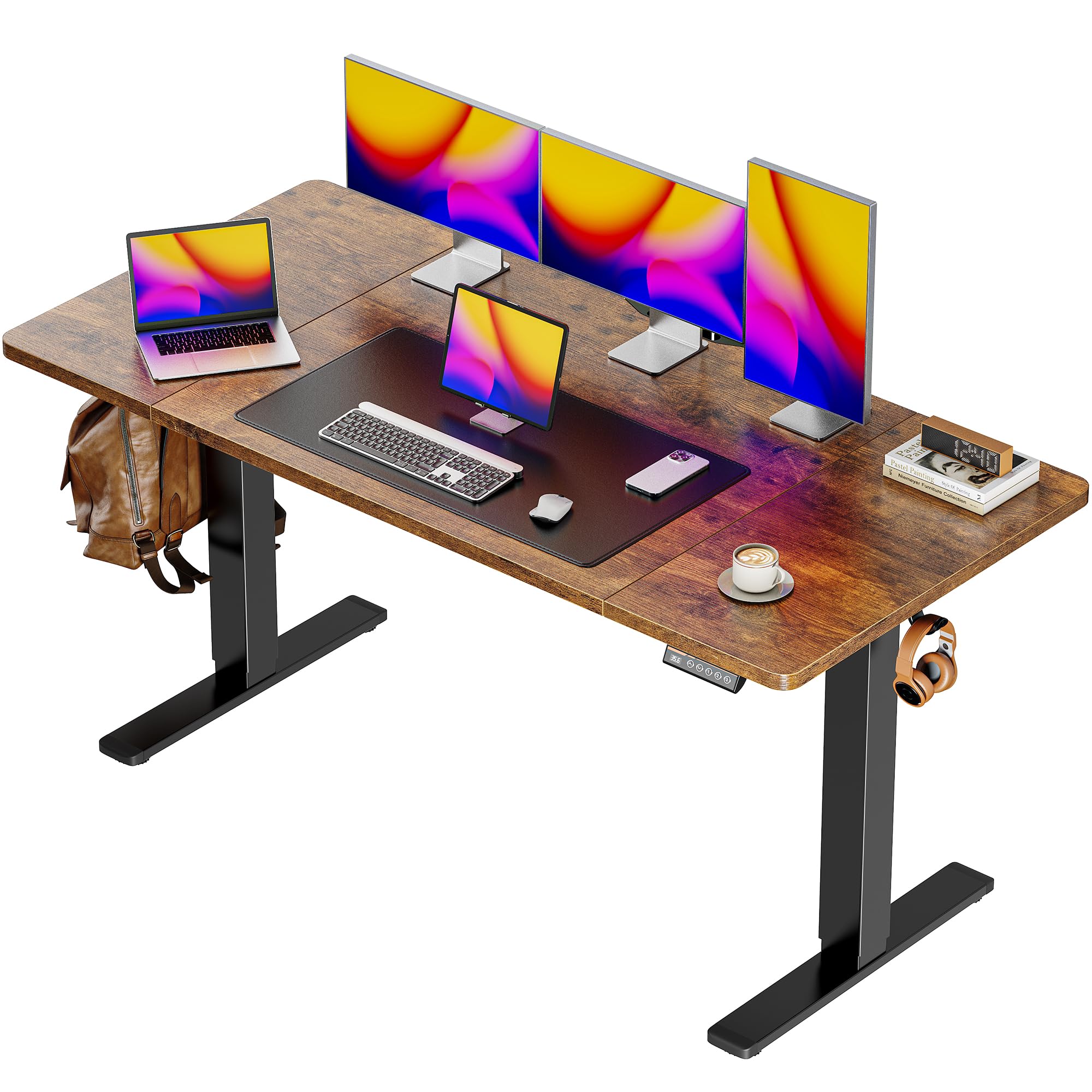 Huuger 55 x 28 Inches Large Electric Standing Desk - Height Adjustable Computer Desk with 27.6