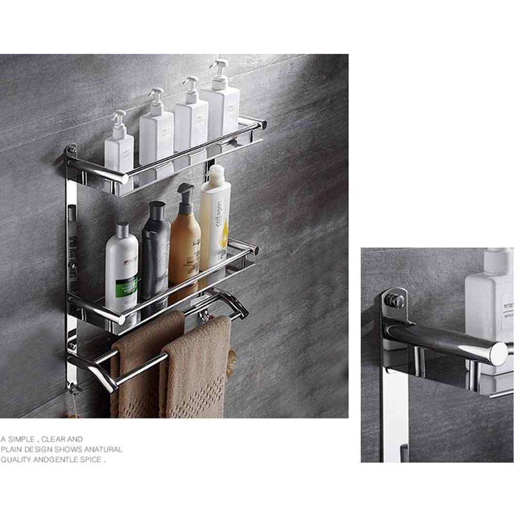 Modern Stainless Steel Bathroom Shelf - Wall Mounted Multi-Layer Storage for Bath Essentials (41cm)