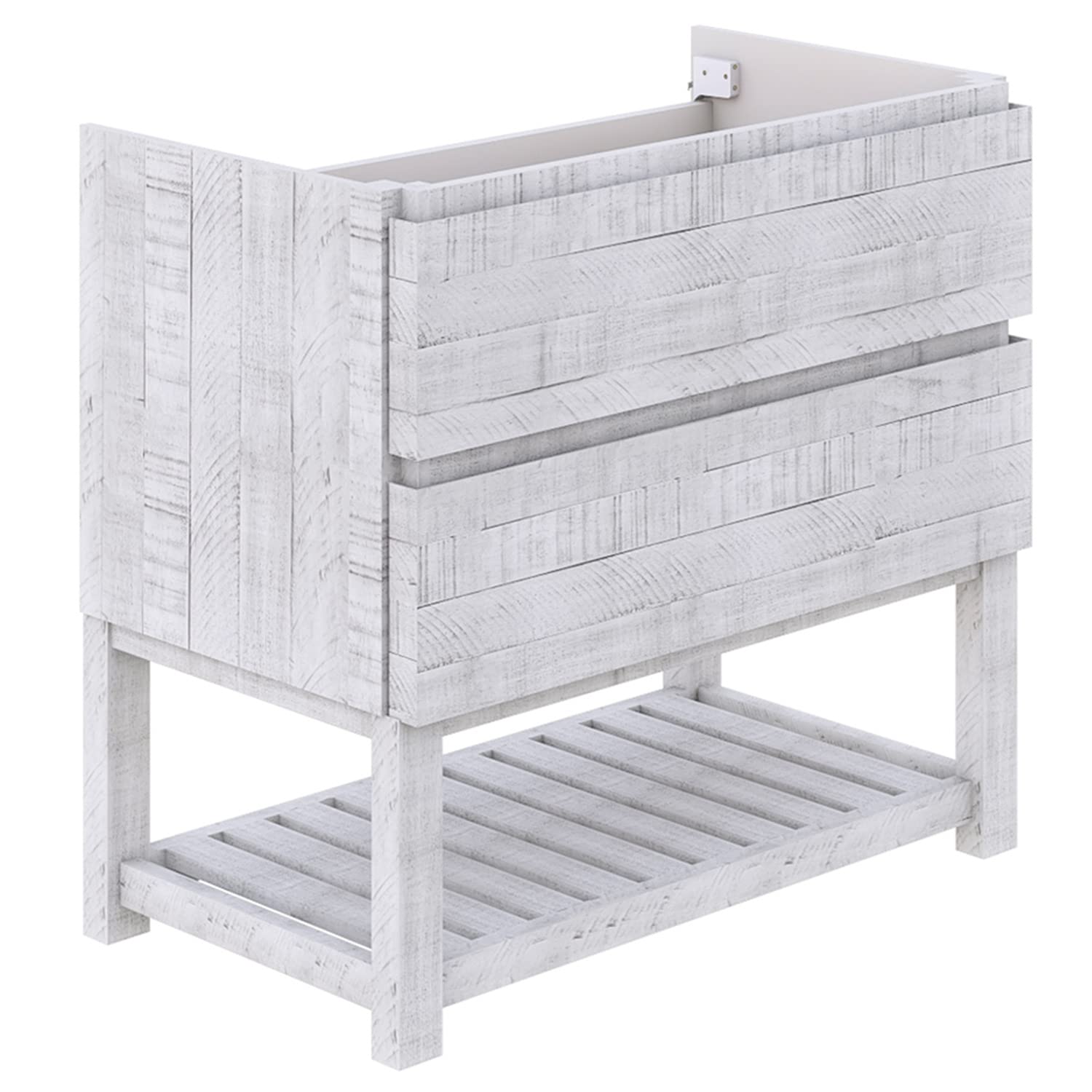 Fresca Stella 70-Inch Open Base Double Bathroom Vanity Cabinet in Rustic White - Modern Farmhouse Style Bathroom Storage for Master Bath & Powder Room