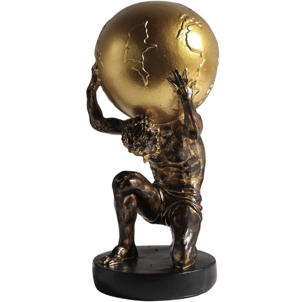 ZSQZJJ Retro Hercules Statue - Resin Figurine with Push Ball for Home & Office Decor | Greek Mythology Sculpture for Living Room, Hotel, and Gift Giving