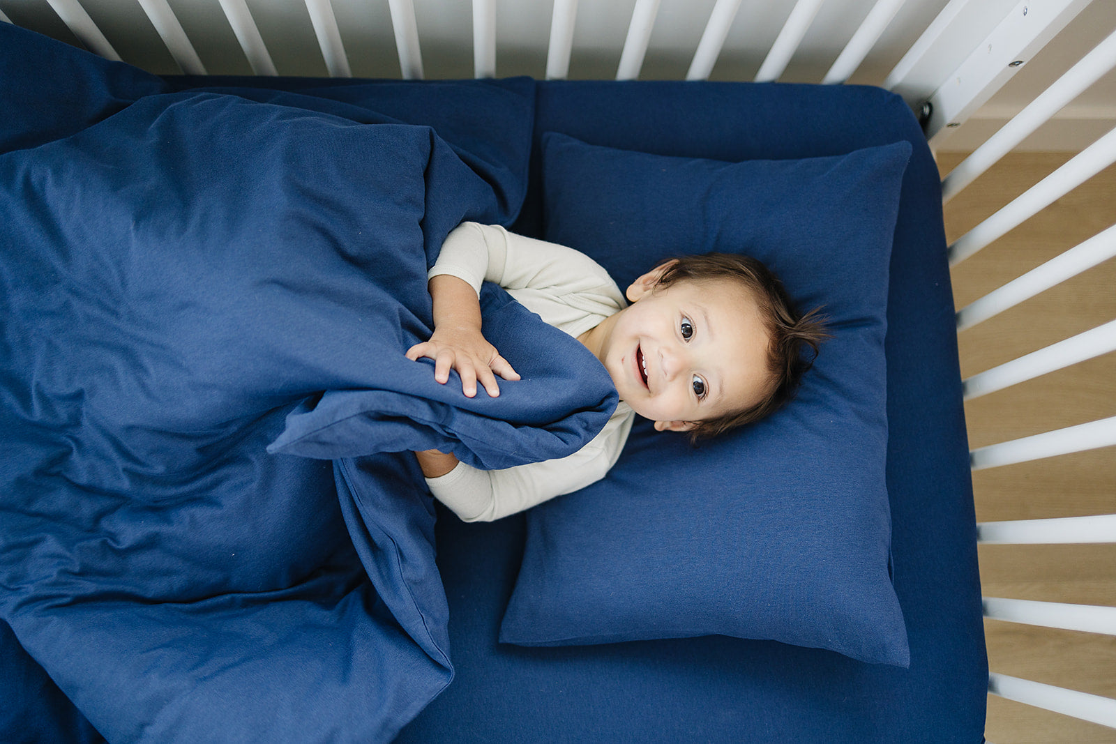 Ecolino® 100% Organic Cotton Crib Sheet - Navy Blue | Soft, Breathable & Hypoallergenic Baby Bedding for Safe & Comfortable Sleep