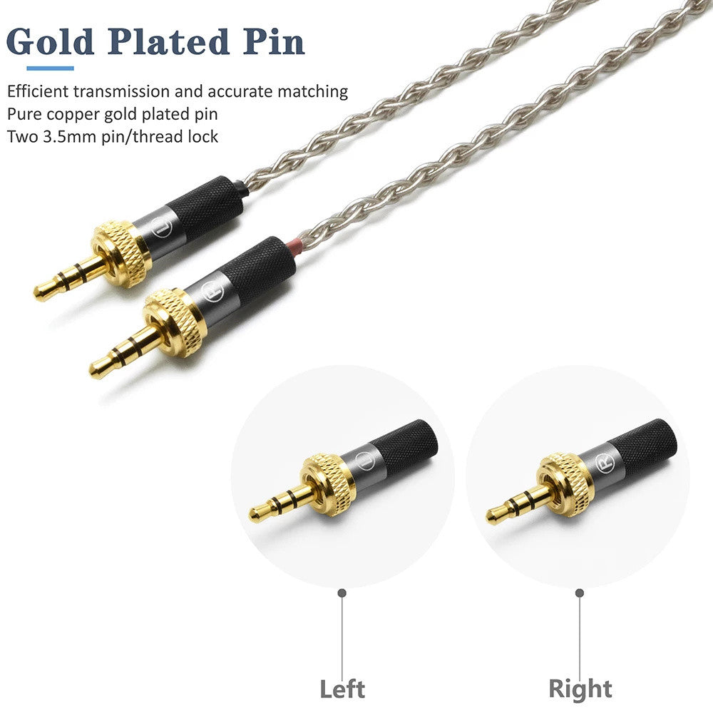 Premium GUCraftsman 6N Silver Headphone Cable for Sony - 2.5mm/4.4mm Balanced Connection - Perfect for Audiophiles & Studio Monitoring