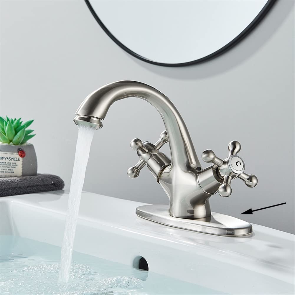 XXZY Single Hole Deck Mounted Bathroom Sink Faucet - Solid Brass Construction in Antique Gold/Brushed Finish - Water Efficient Basin Mixer Tap for Modern Bathrooms (Ideal for Master Bath, Guest Bath & Powder Room Renovations)