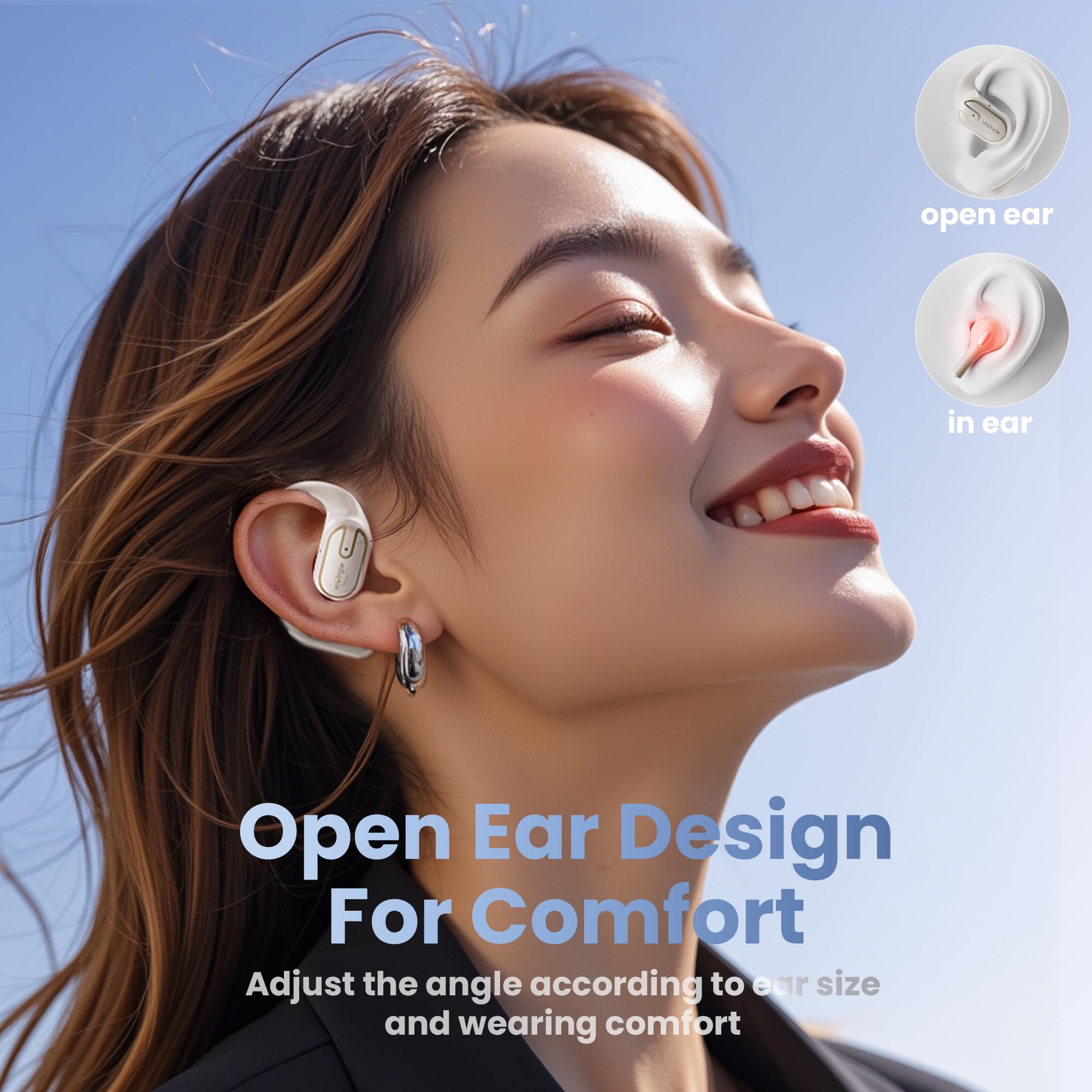 Open Ear Wireless Earbuds - 5.4 Bluetooth Headphones with LED Display, IPX7 Waterproof, Touch Control & 18.2mm Drivers for 80H Playtime | Perfect for Running, Cycling & Outdoor Sports