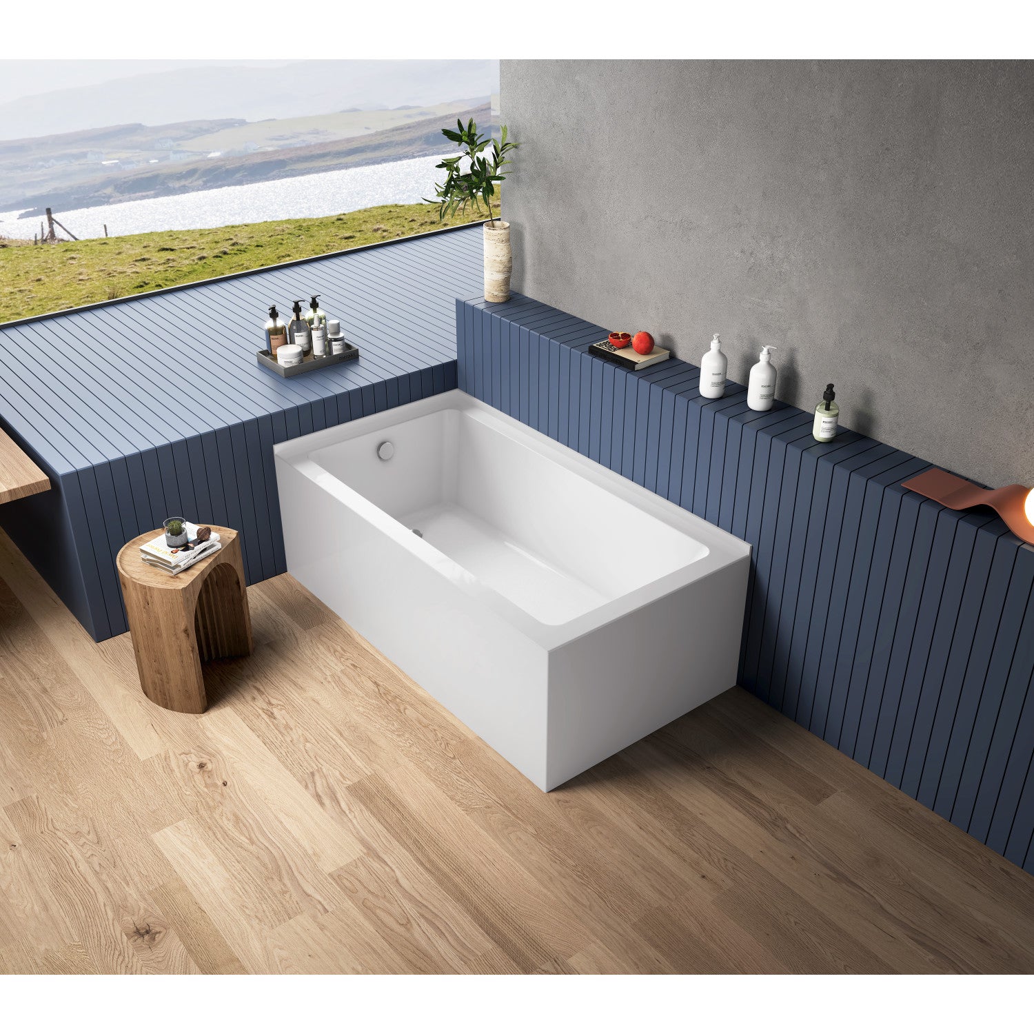 Aqua Eden VTAP6032L21TS 60 Inch Acrylic Rectangular 2 Wall Corner Alcove Bathtub - Left Hand Drain, Glossy White - Perfect for Small Bathrooms & Spa-Like Retreats
