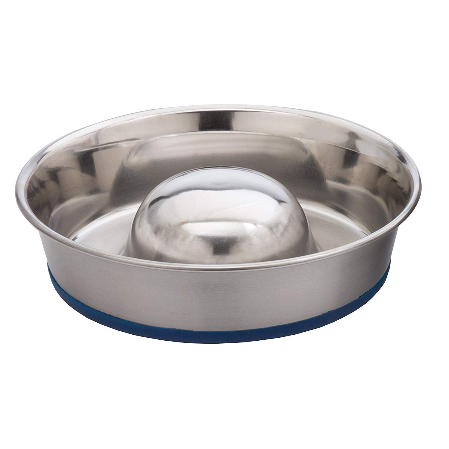 DuraPet Slow Feed Stainless Steel Dog Bowl for Small & Large Dogs - Anti-Gulping Pet Food Bowl for Fast Eaters - Silver (2040010301) - Perfect for Mealtime Portion Control & Digestive Health