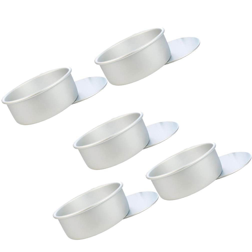 5-Piece Aluminum Alloy Cake Molds Set - Round Mini Baking Pans & Removable Pie Pans for Cupcakes, Tarts, and Desserts - Perfect for Home Baking, Parties, and Holiday Treats