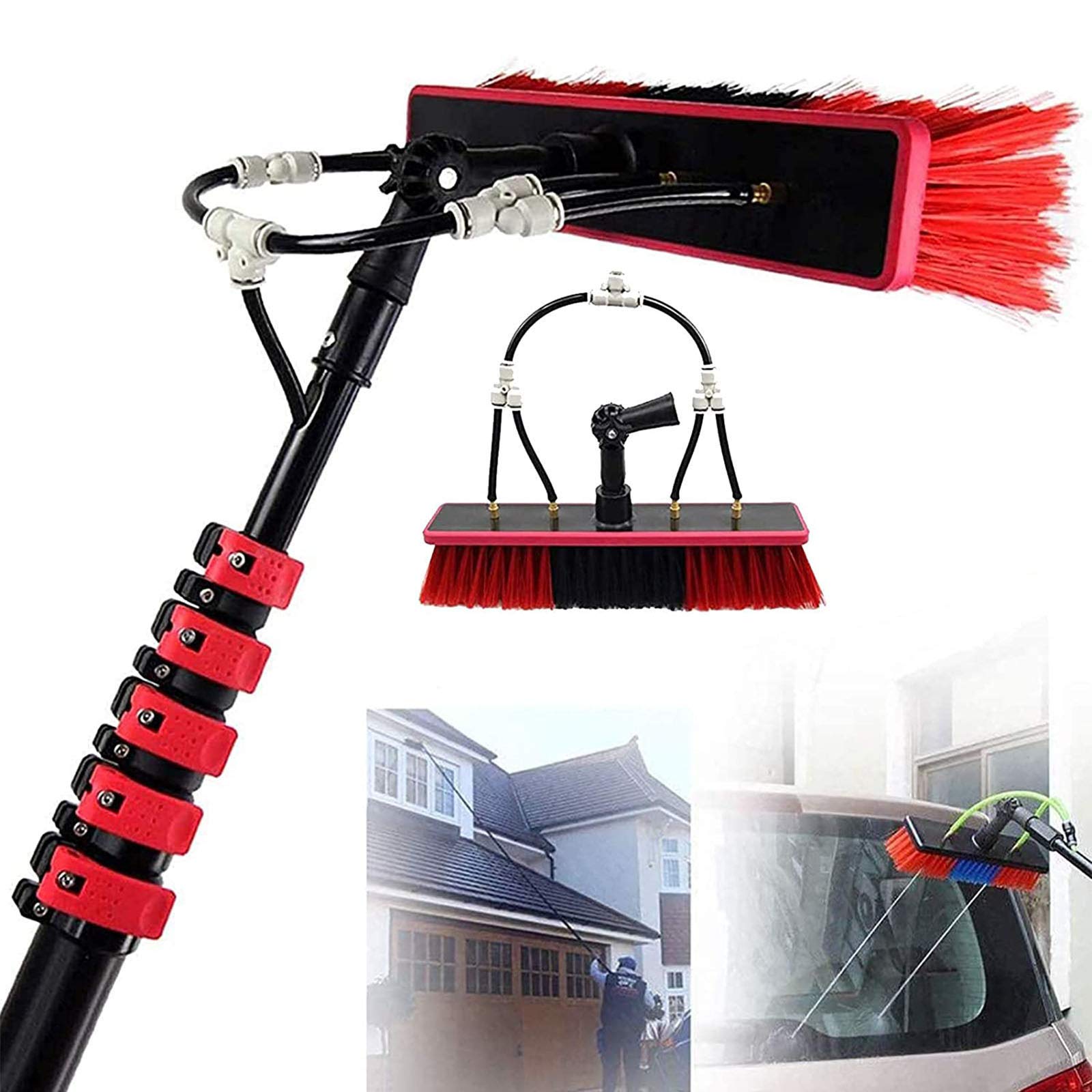 Professional Water Fed Pole Kit for Window & Solar Panel Cleaning - 30FT/9M Telescopic Brush System with Water Fed Technology | Perfect for High-Rise Buildings, Residential Homes & Commercial Properties