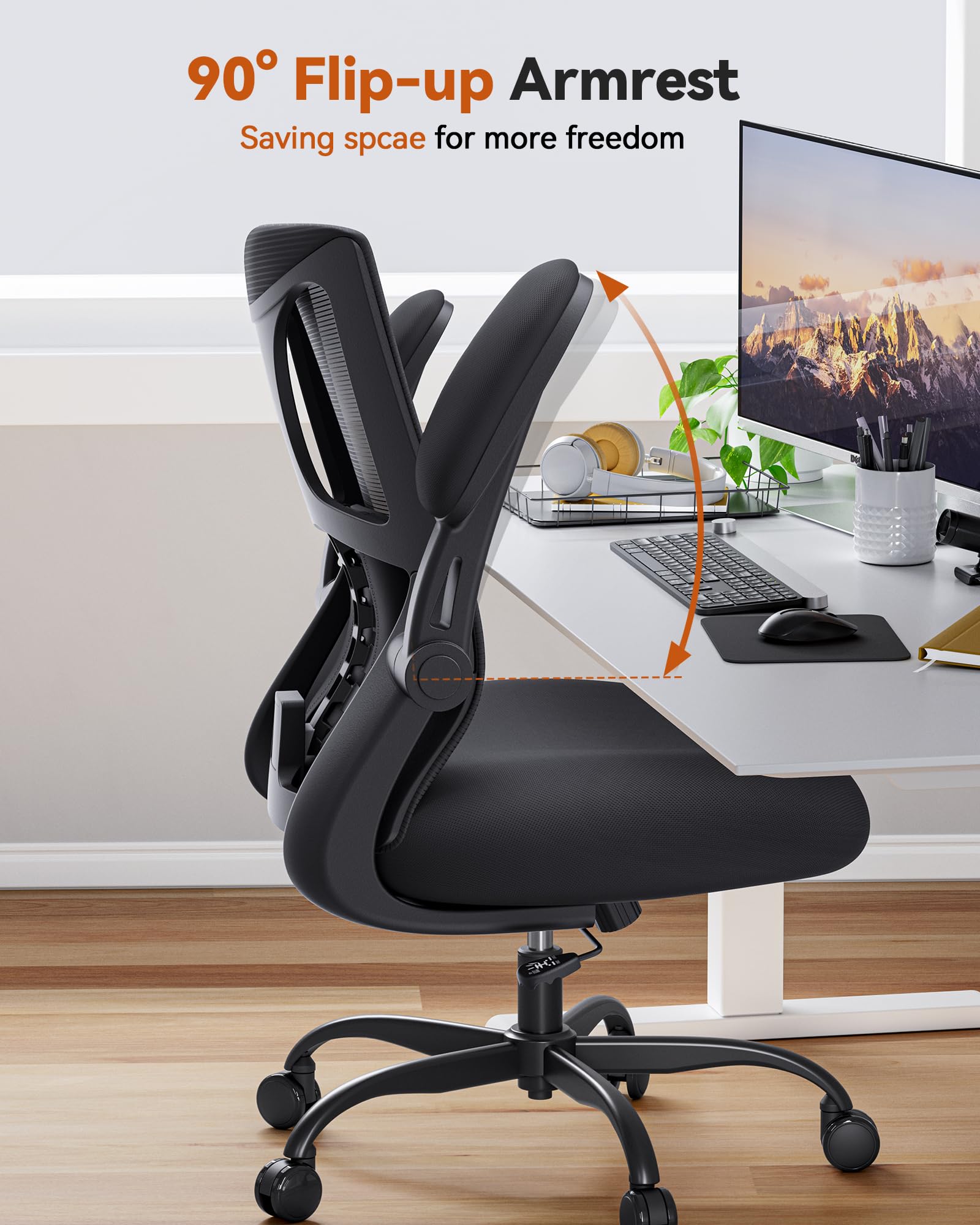 Ergonomic Office Chair with 350lbs Weight Capacity, 3.9-inch Thick Cushion & Breathable Mesh Tall Back - Adjustable Lumbar Support & Swivel for Home Office, Gaming, and Workspace Comfort