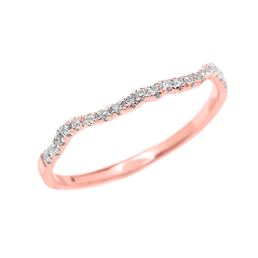 14K Rose Gold Diamond Wedding Band for Women - Elegant Matching Ring Set for Bridal, Engagement & Anniversary Gifts - Perfect for Everyday Wear & Special Occasions
