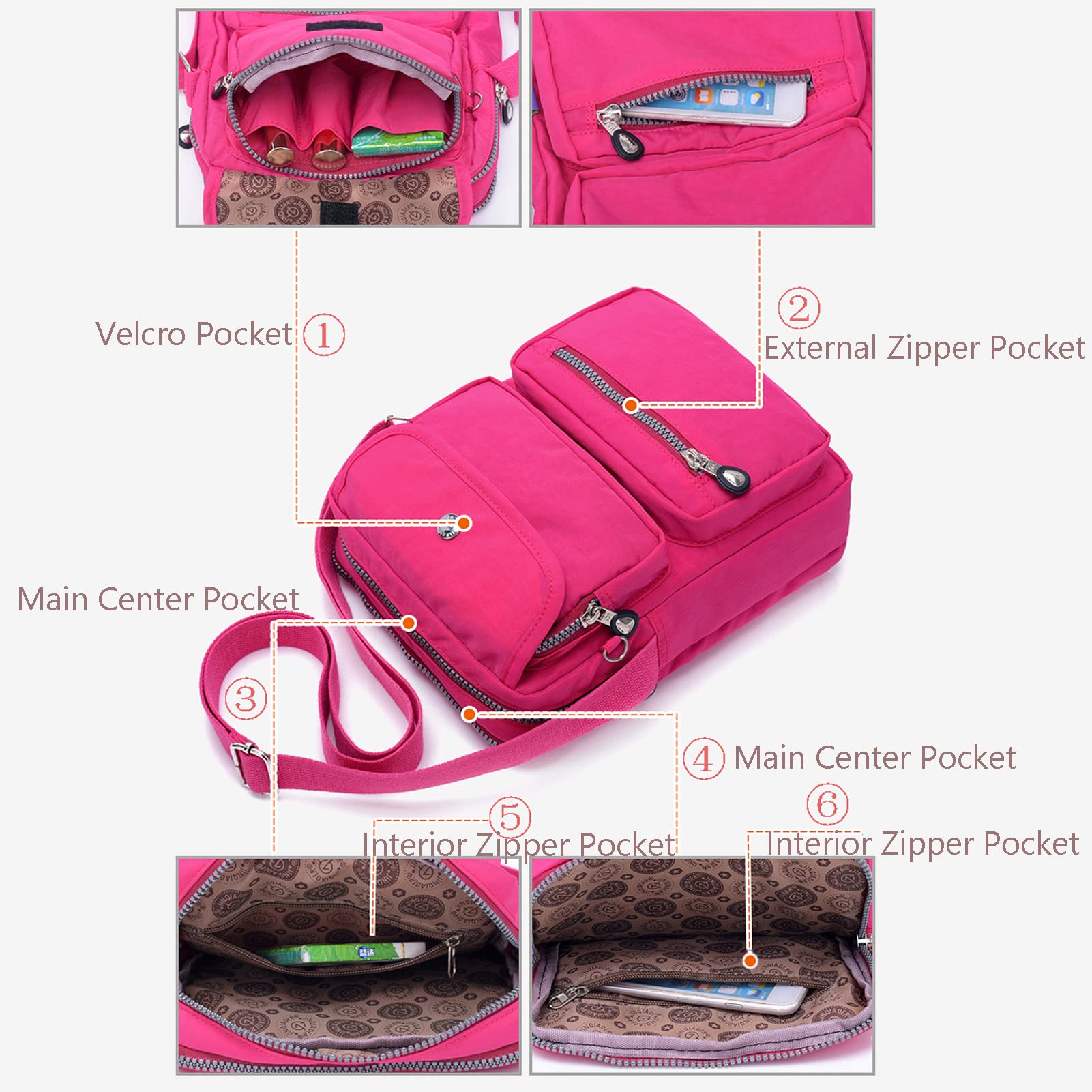 KARRESLY Women's Waterproof Crossbody Bag - Small Nylon Shoulder Purse with Multiple Pockets for Everyday Use, Travel & Shopping