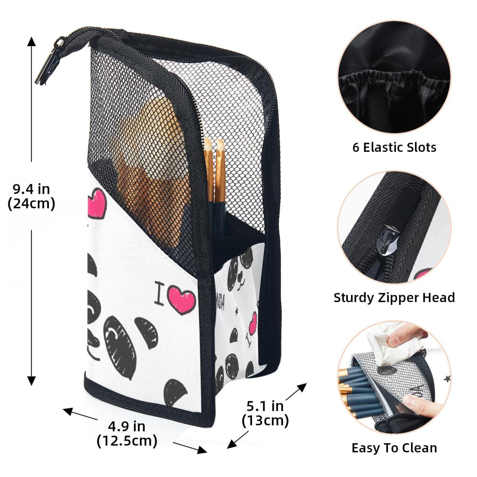 Premium 12-Slot Makeup Brush Organizer Bag - Cute Panda Design, Portable Travel Cosmetic Brush Holder Case for Professional & Home Makeup Artists | Perfect for Travel, Salon Use & Daily Beauty Routine