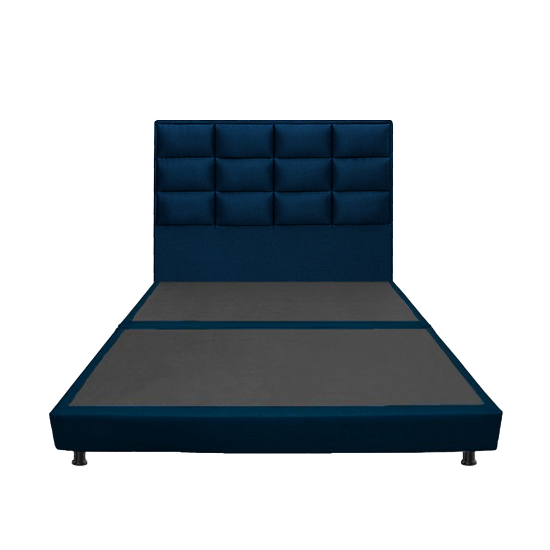 Split Bed Base and London Blue Headboard 160x190cm with Legs - Modern Bed Frame for Small Spaces, Guest Rooms & Studio Apartments