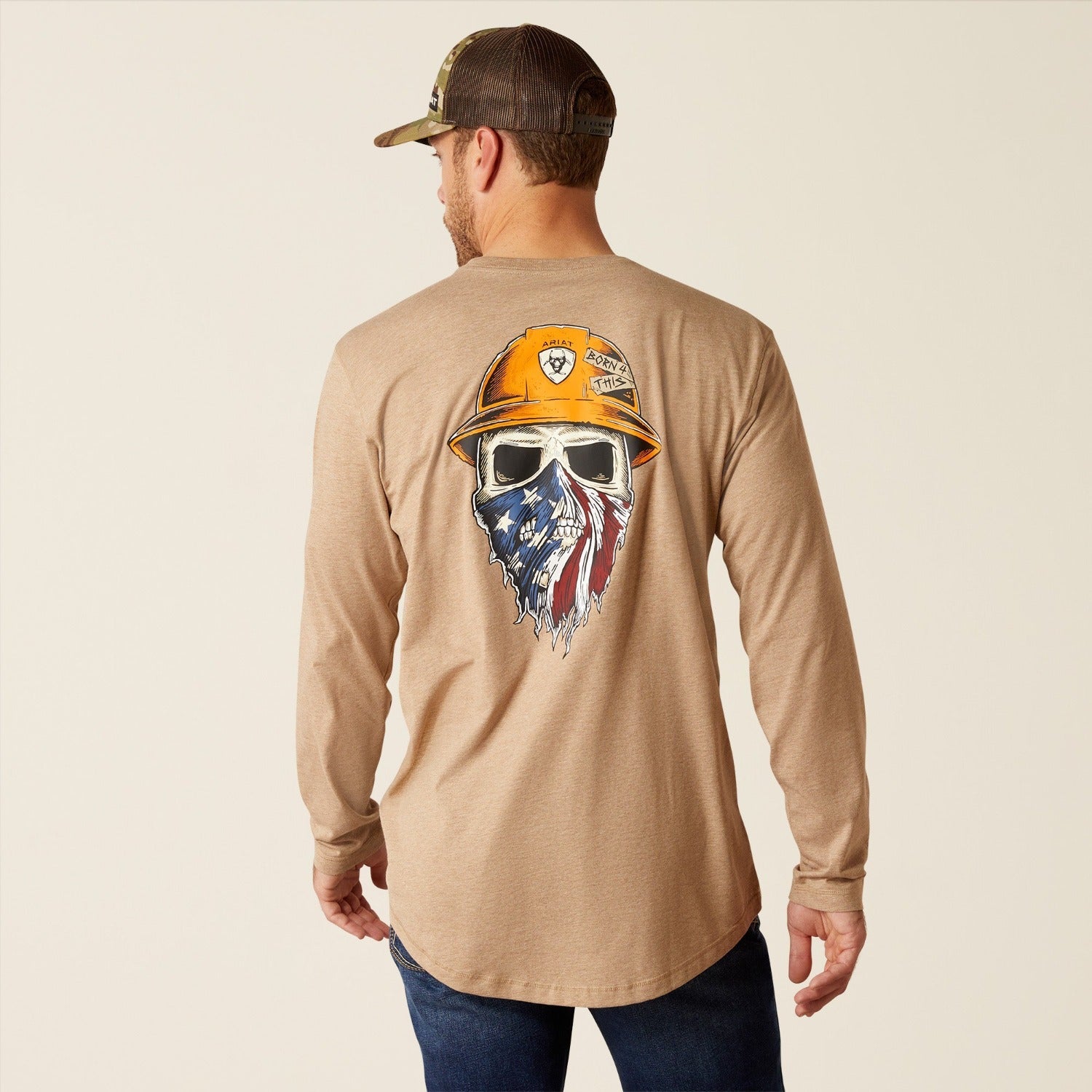 Ariat Men's Workman Born For This Graphic Long Sleeve T-Shirt - Durable Workwear for Construction, Farming & Outdoor Activities